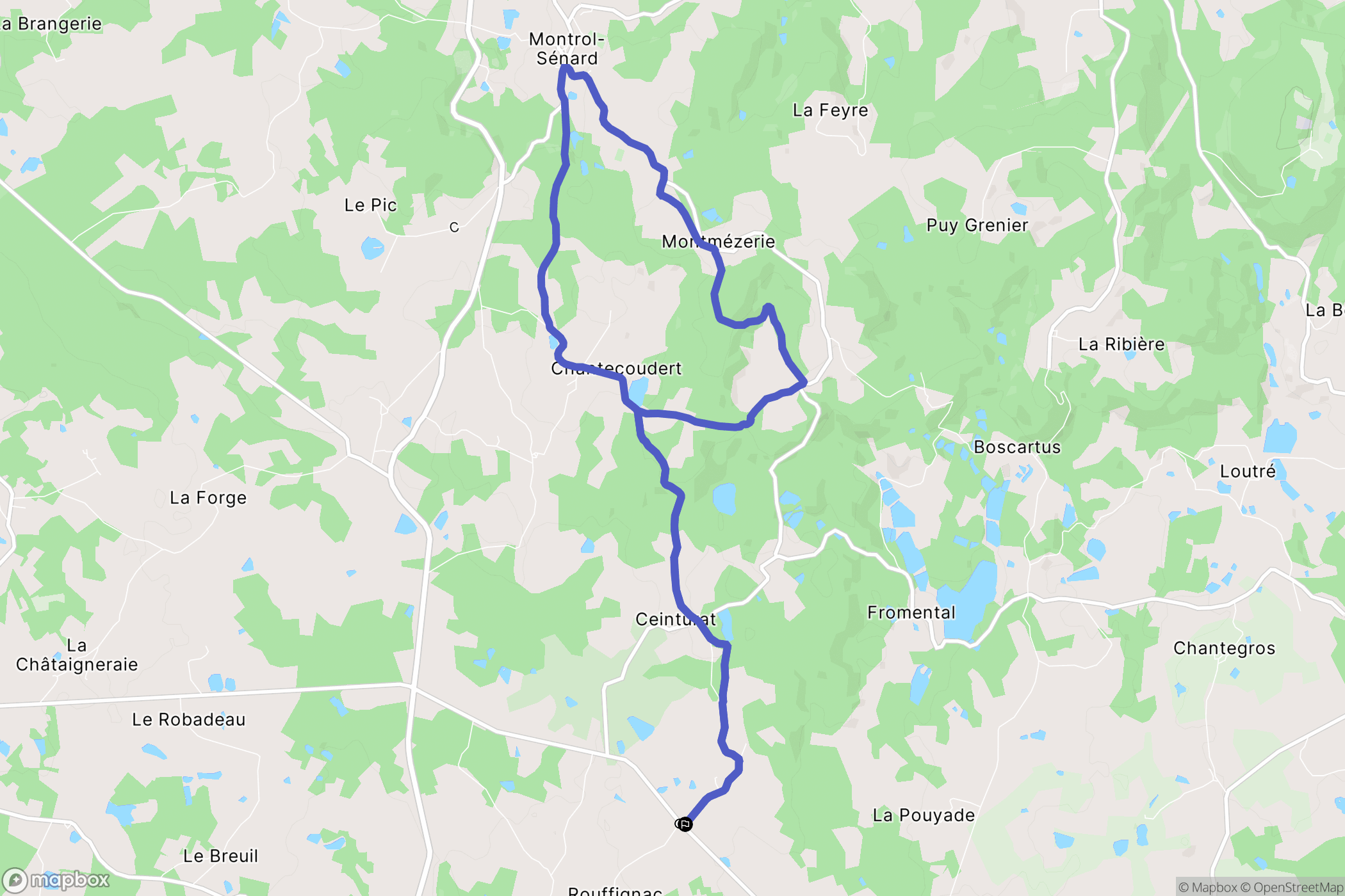 Javerdat : carte du parcours de randonnée - France