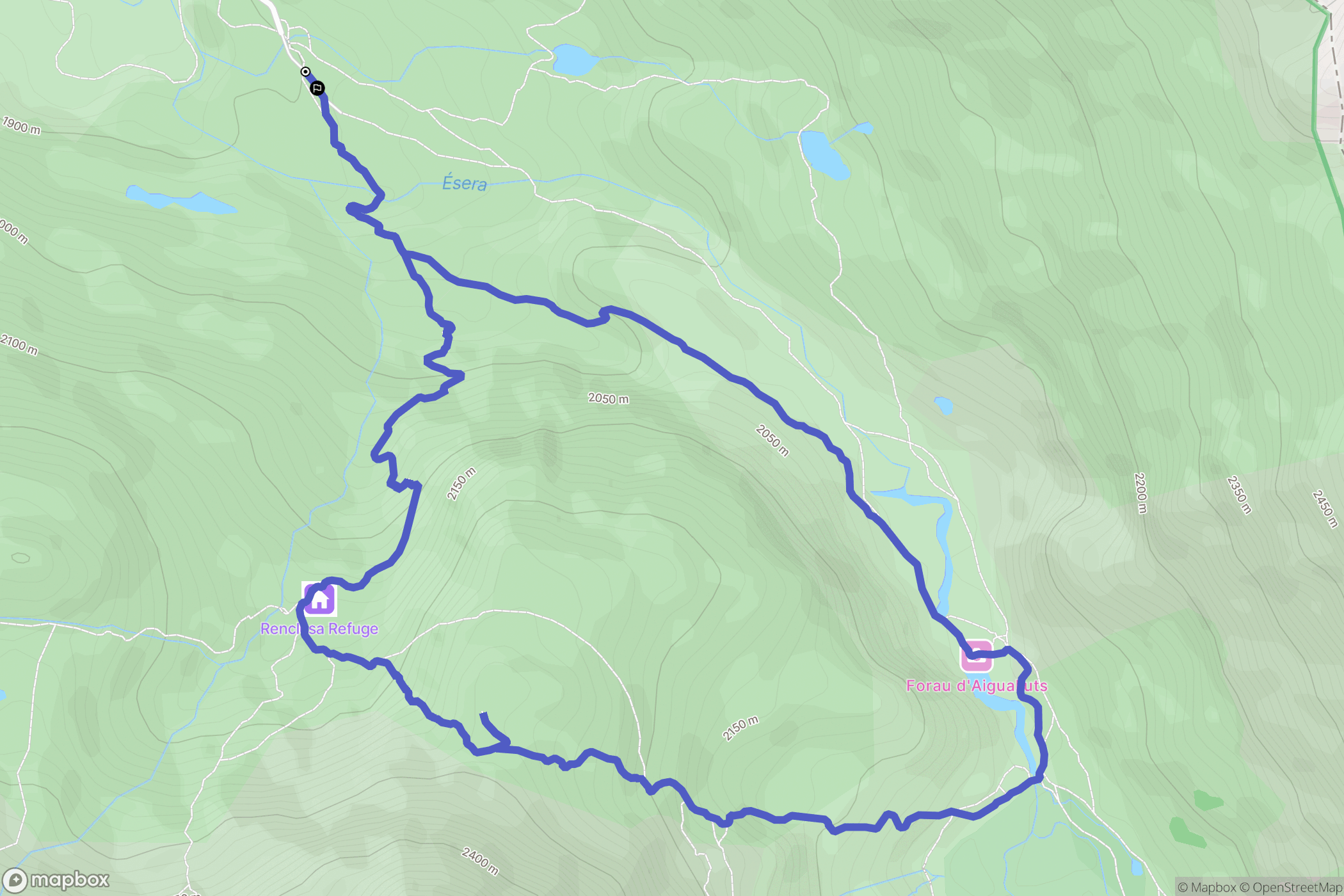 Benasque : carte du parcours de randonnée - Spain