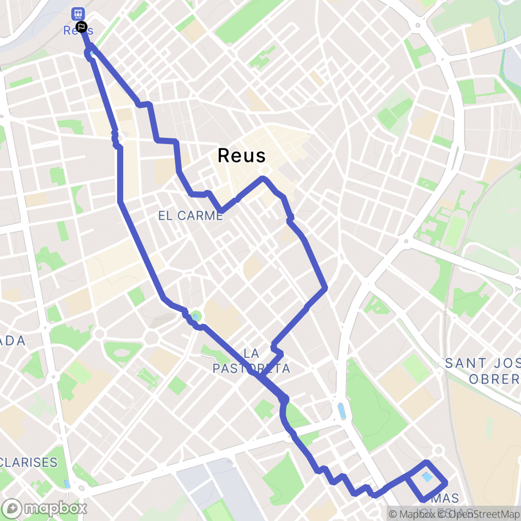 Reus : carte du parcours de randonnée - Spain