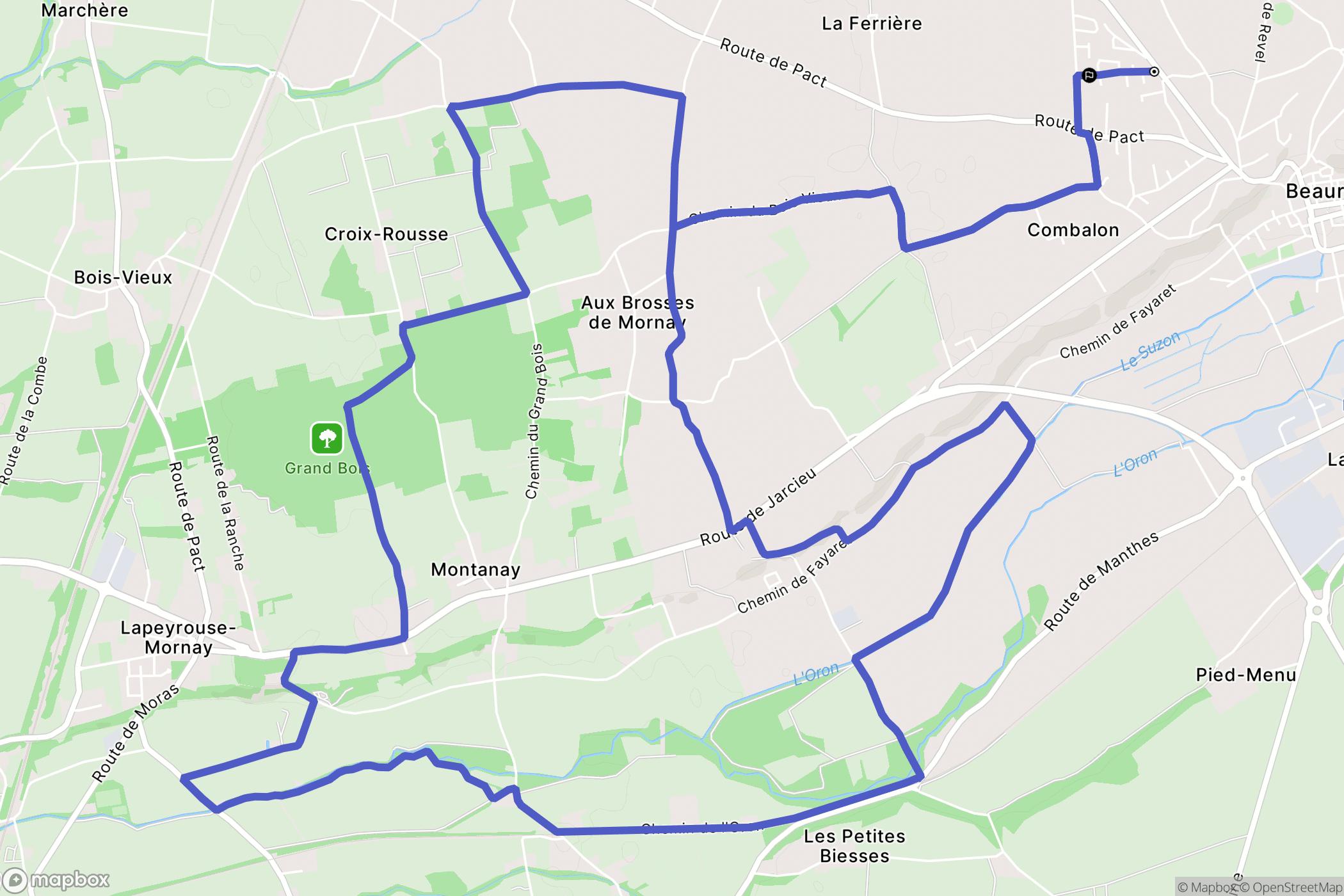 Beaurepaire : carte du parcours de randonnée - France