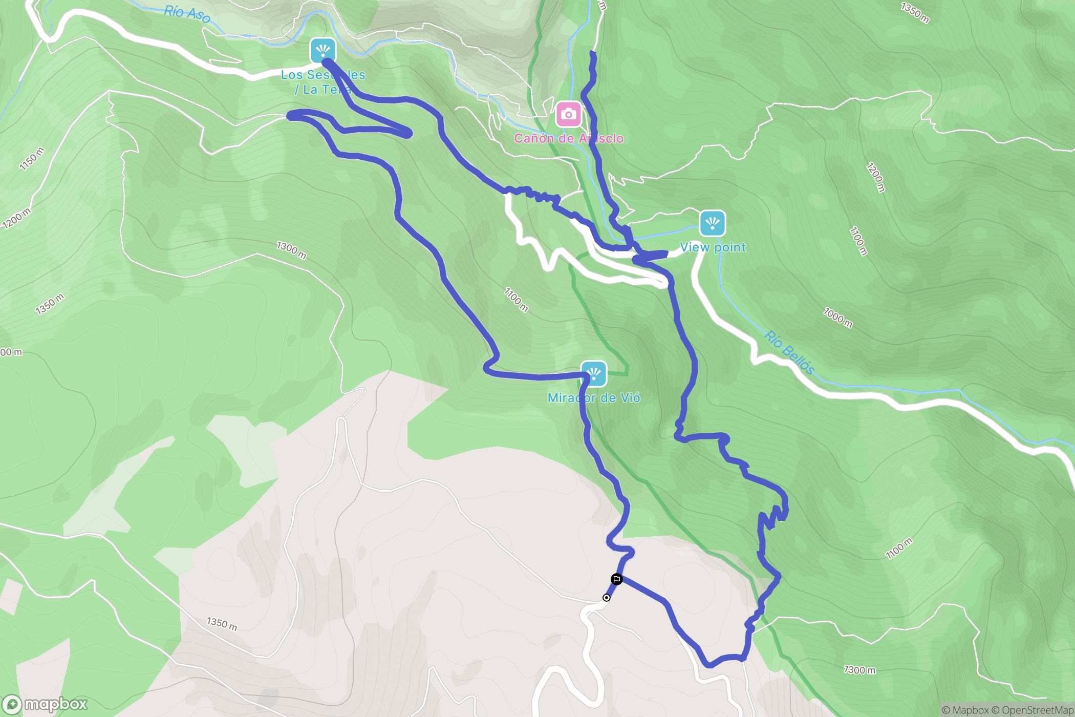 Vio : carte du parcours de randonnée - Spain