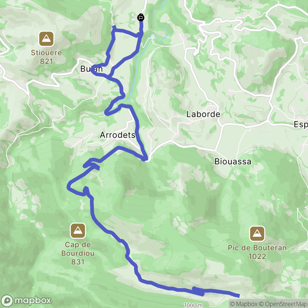 Bulan : carte du parcours de randonnée - France