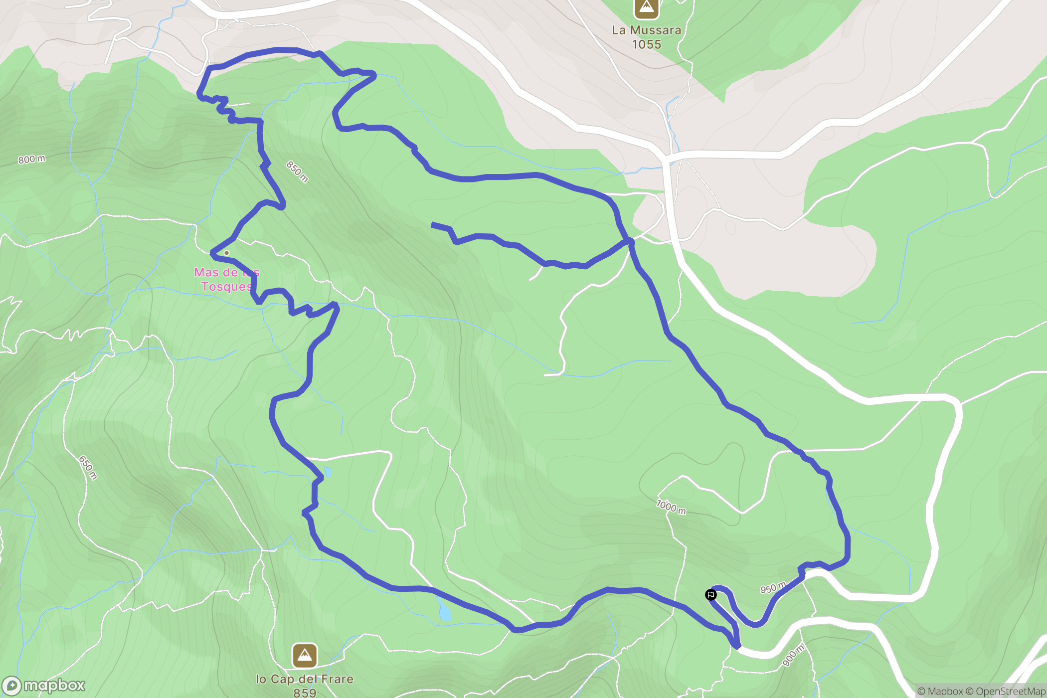 Vilaplana : carte du parcours de randonnée - Spain