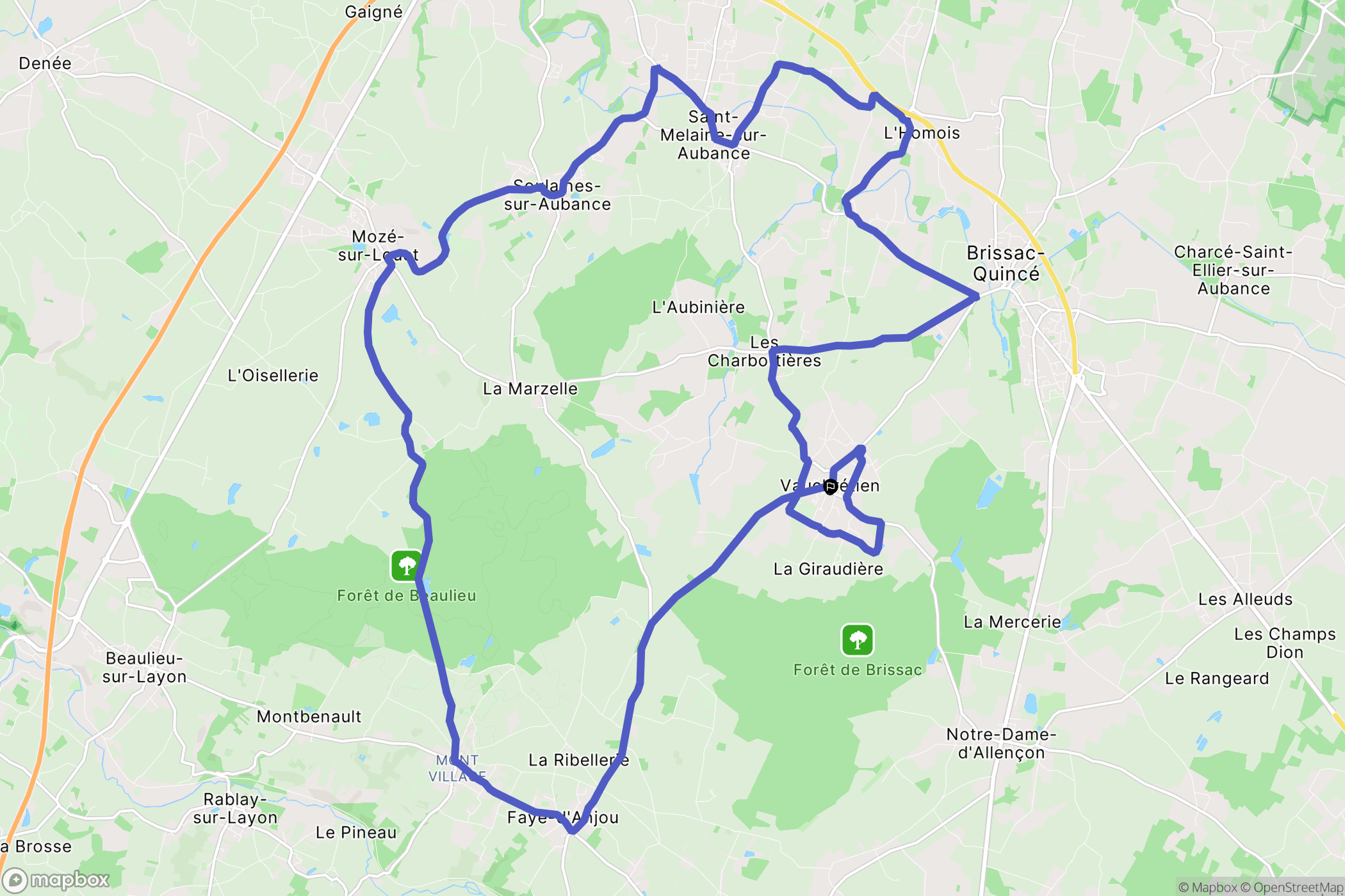 Brissac Loire Aubance : carte du parcours de randonnée - France