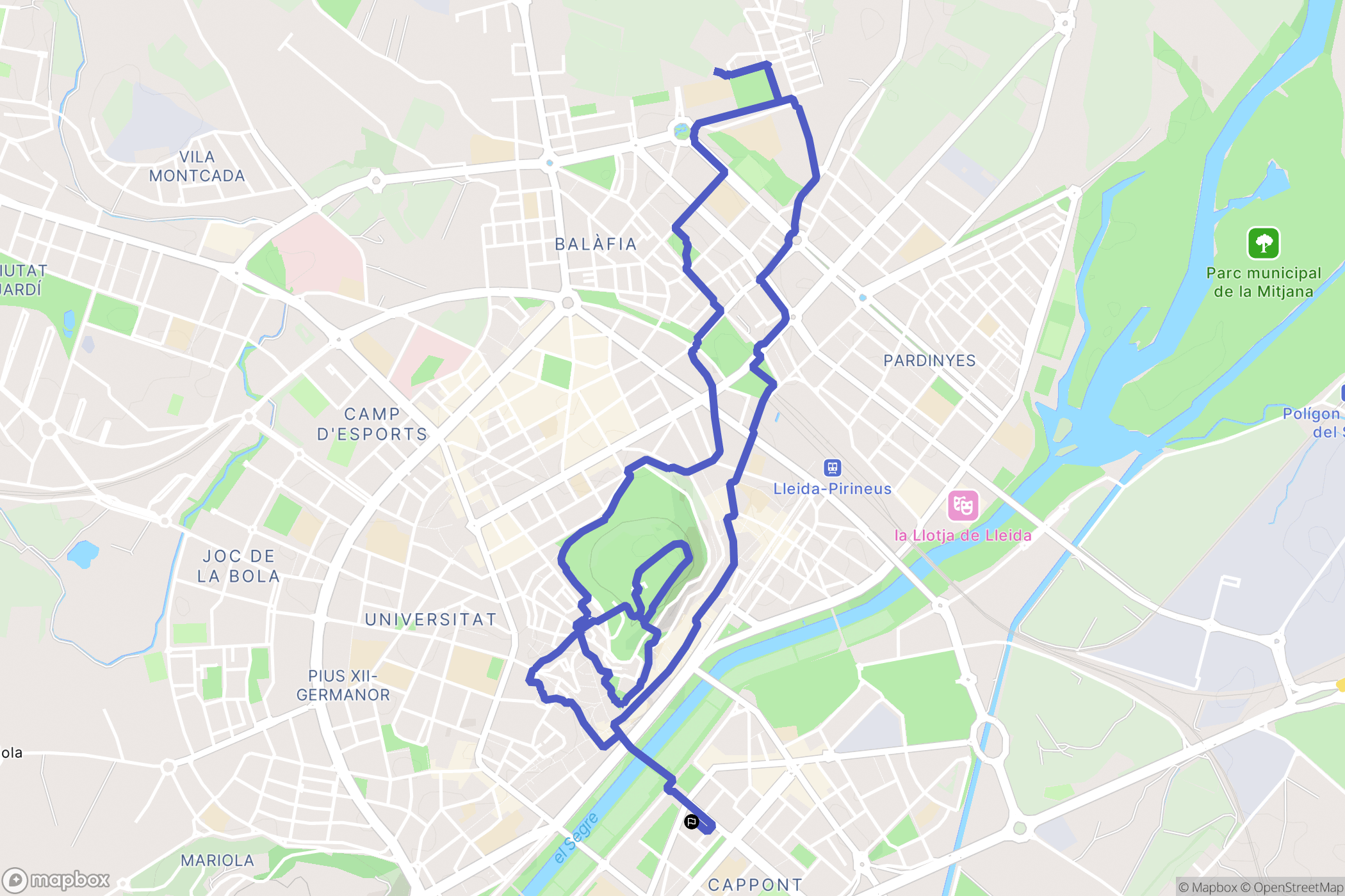 Lleida : carte du parcours de randonnée - Spain