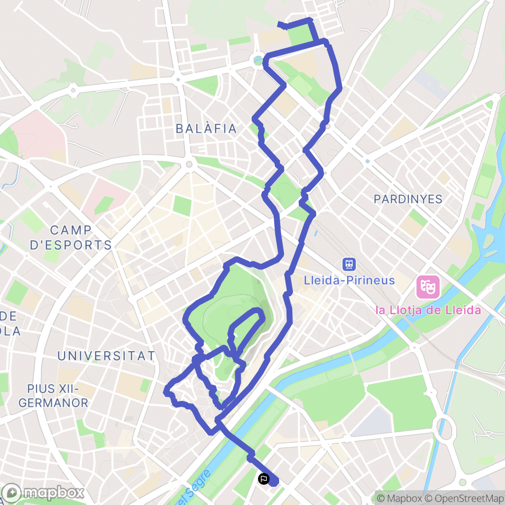 Lleida : carte du parcours de randonnée - Spain