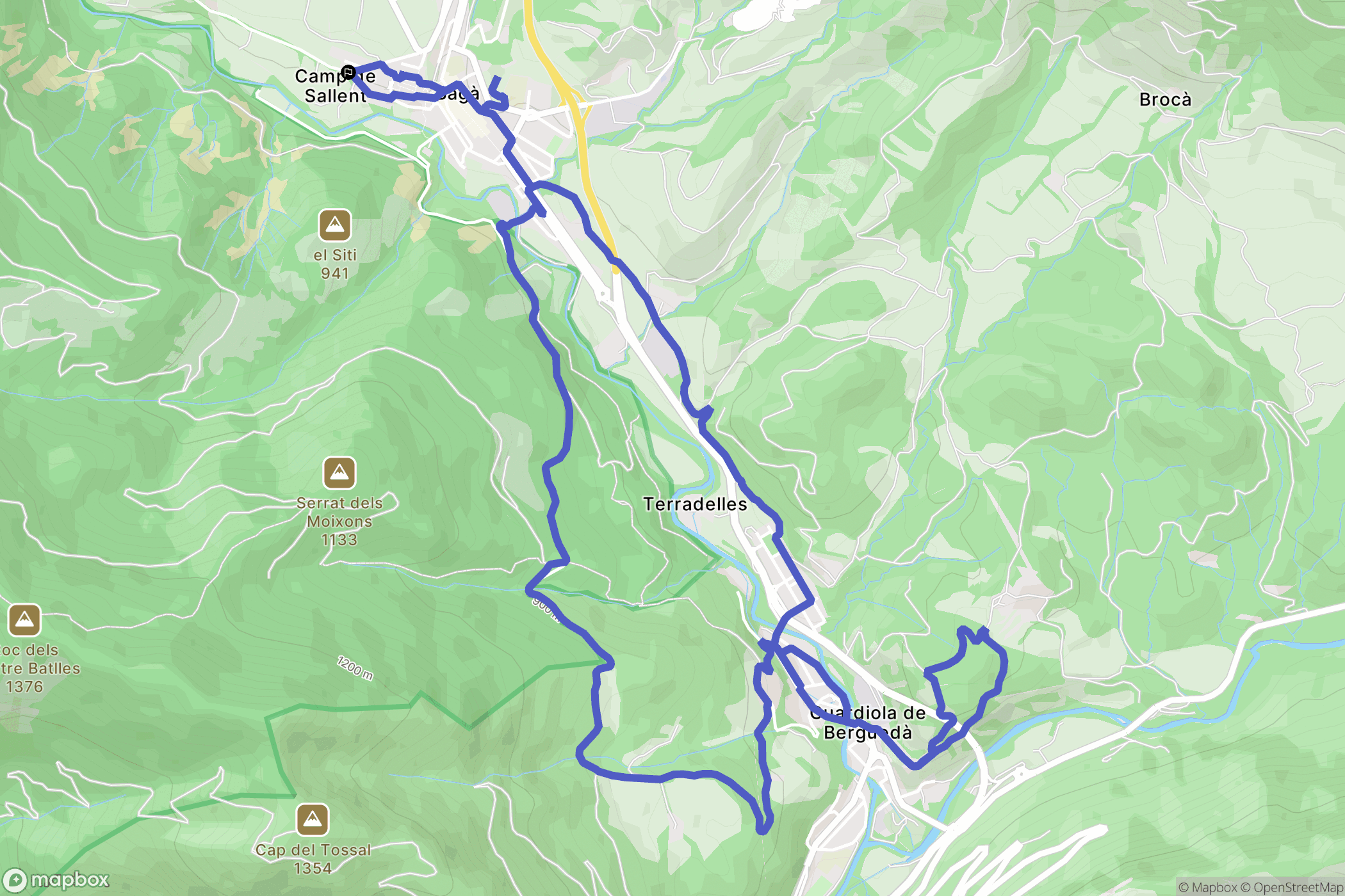 Bagà : carte du parcours de randonnée - Spain
