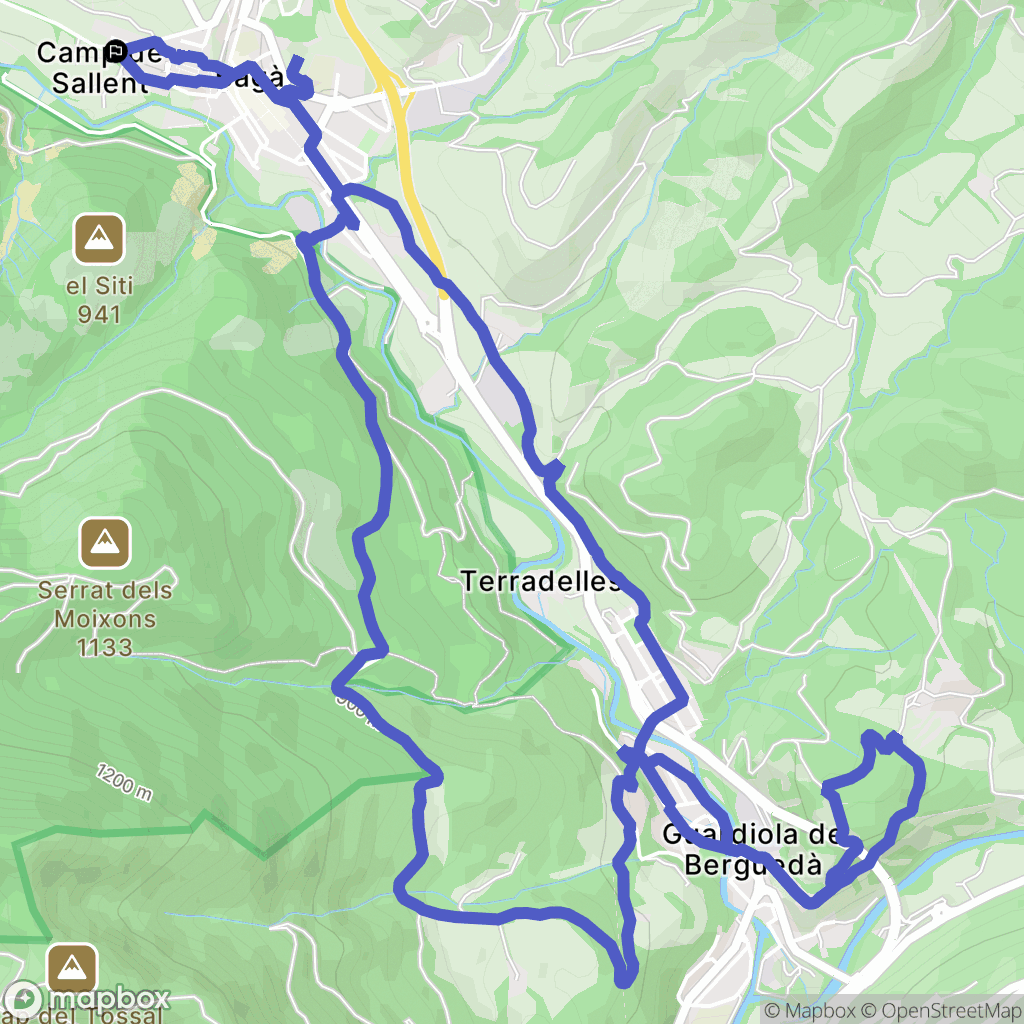 Bagà : carte du parcours de randonnée - Spain