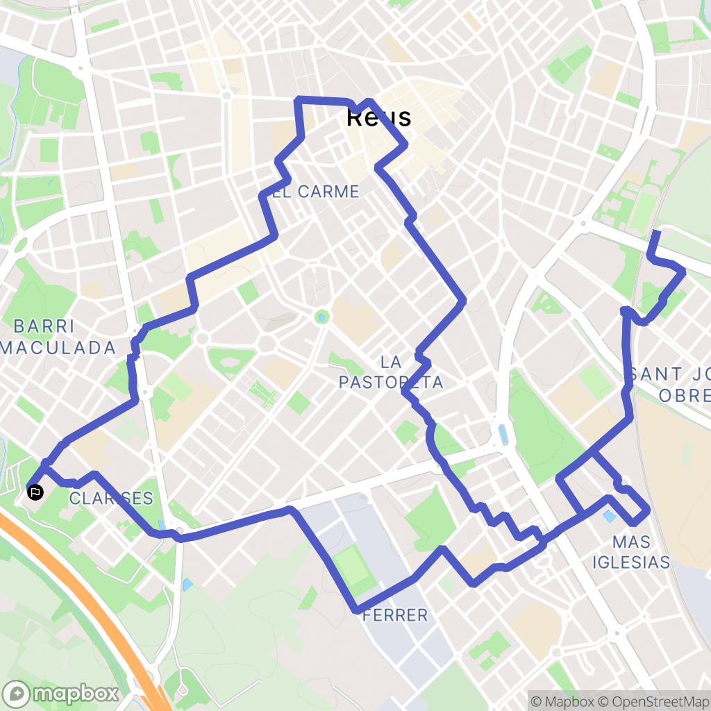 Reus : carte du parcours de randonnée - Spain