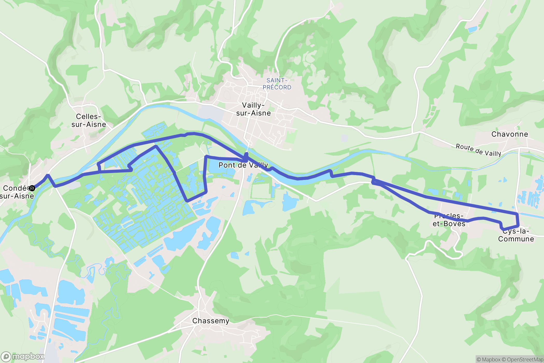 Condé-sur-Aisne : carte du parcours de randonnée - France