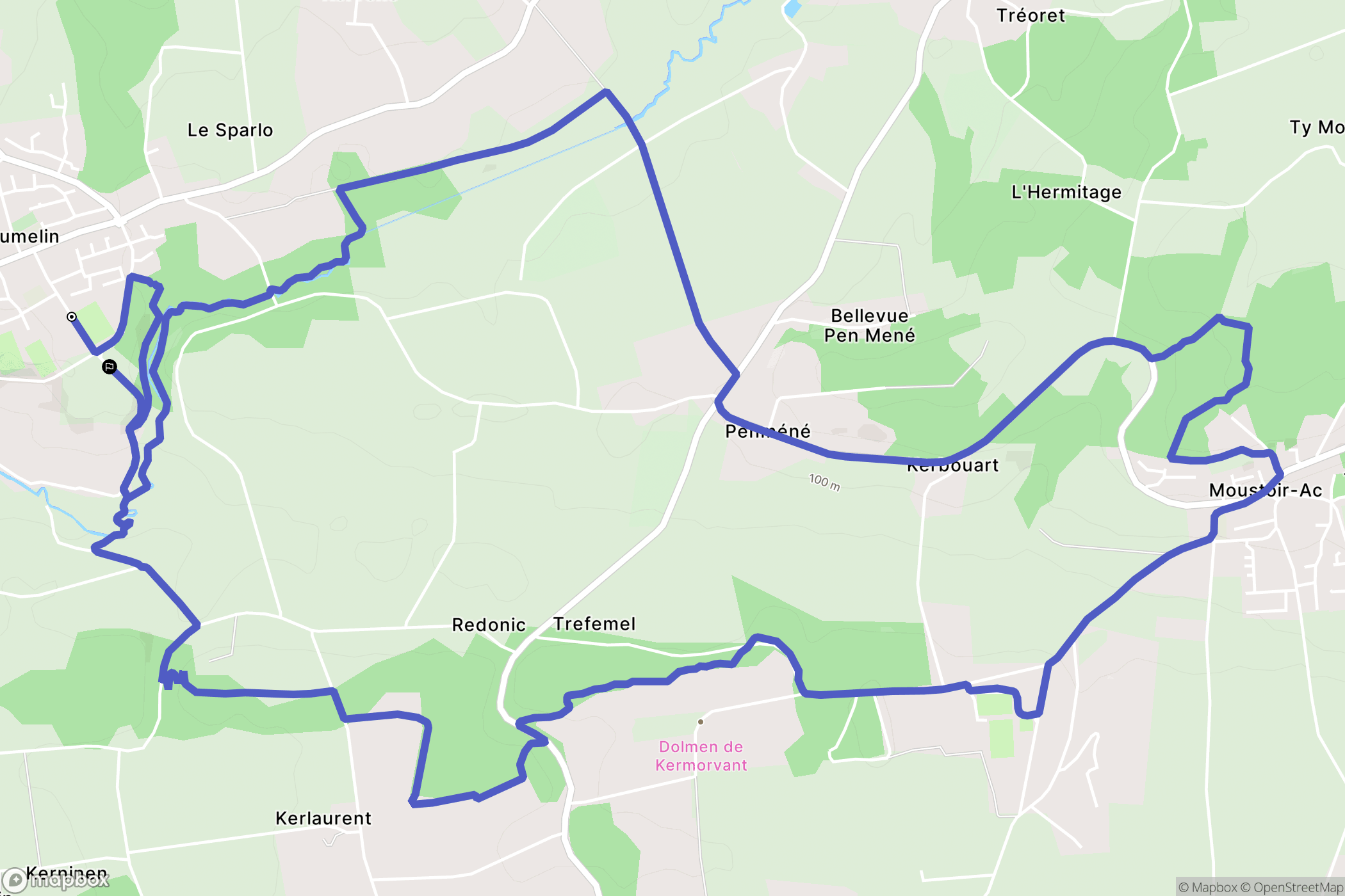 Plumelin : carte du parcours de randonnée - France