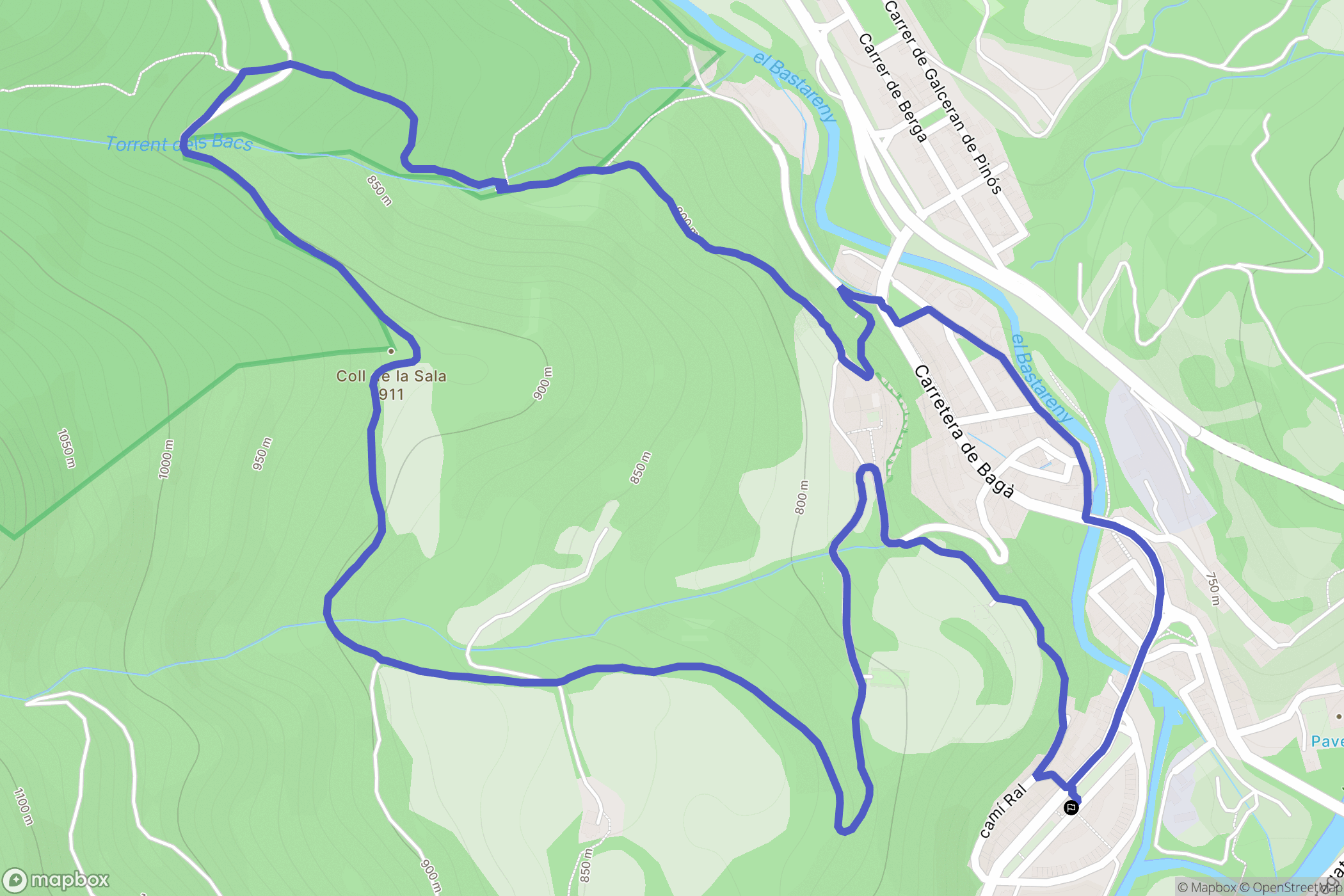Guardiola de Berguedà : carte du parcours de randonnée - Spain
