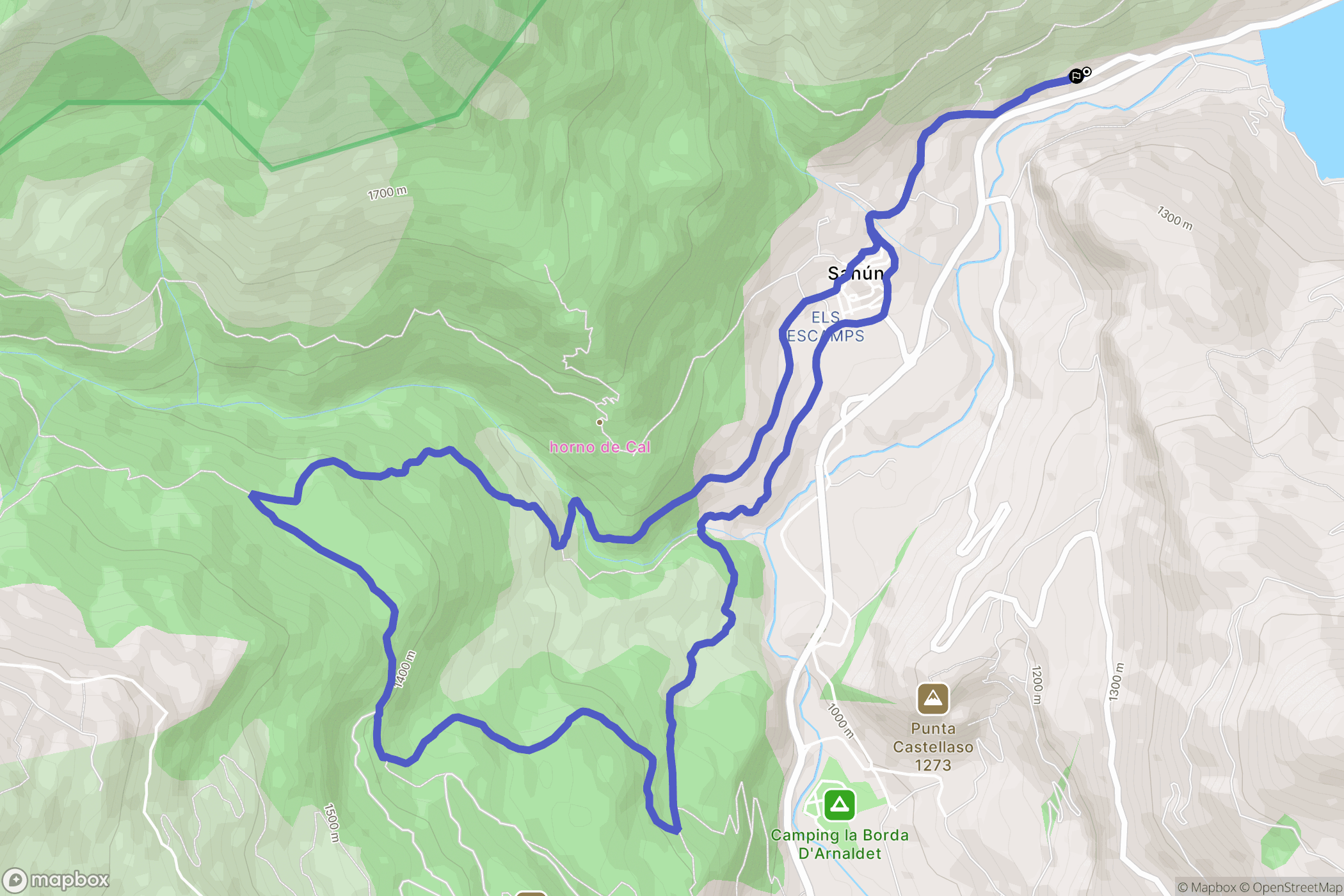 Sahún : carte du parcours de randonnée - Spain