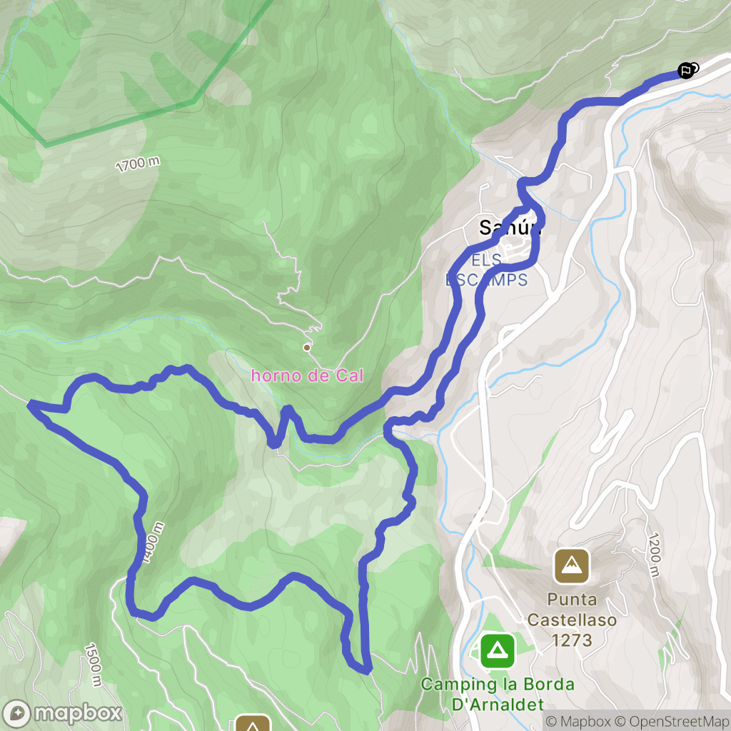 Sahún : carte du parcours de randonnée - Spain