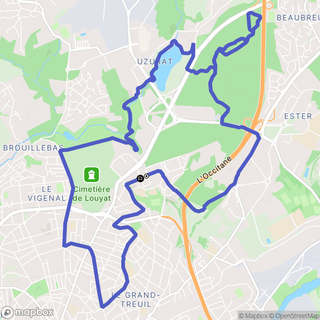 Limoges : carte du parcours de randonnée - France