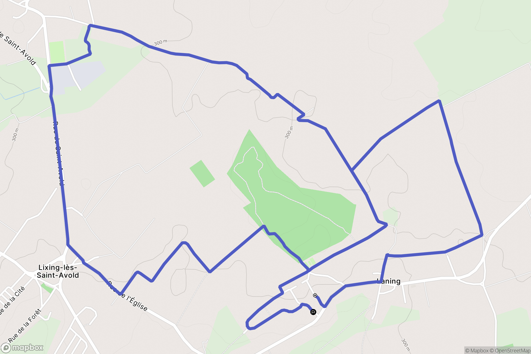 Laning : carte du parcours de randonnée - France