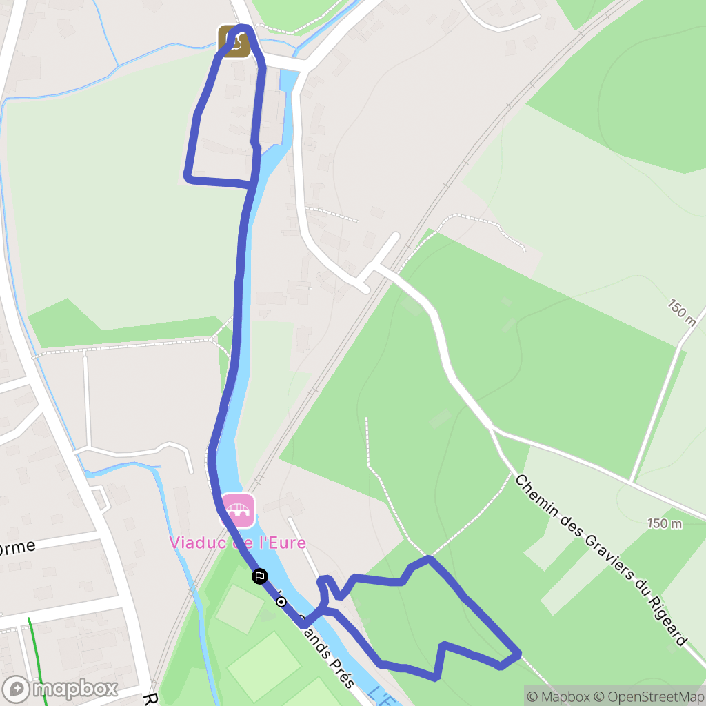 Chartres : carte du parcours de randonnée - France