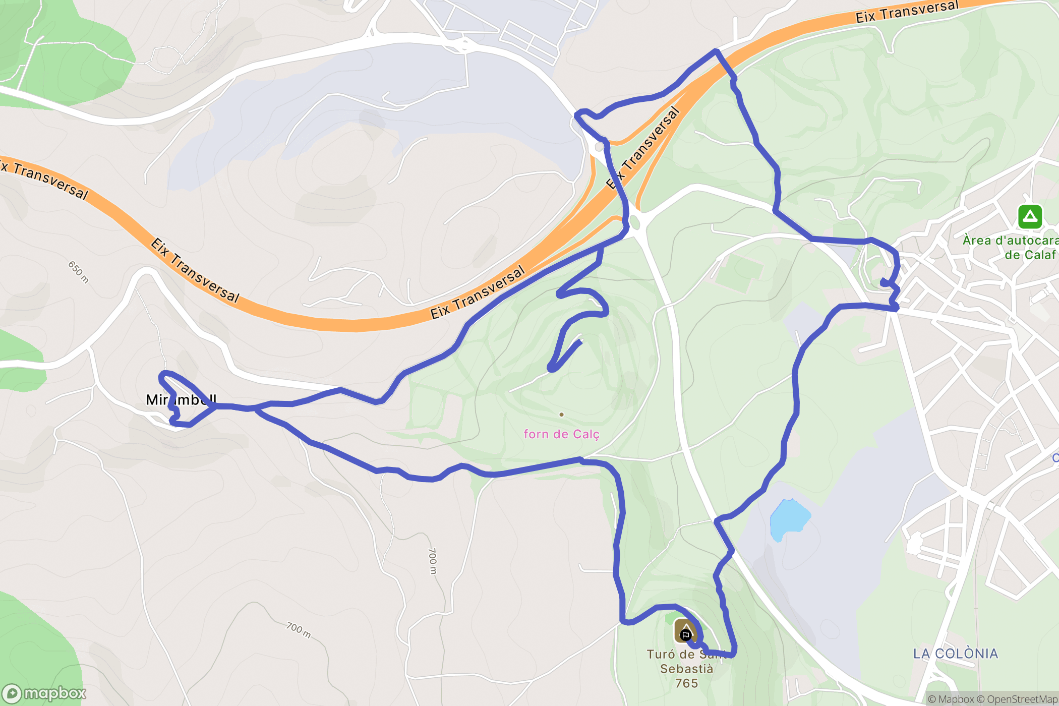 Calaf : carte du parcours de randonnée - Spain