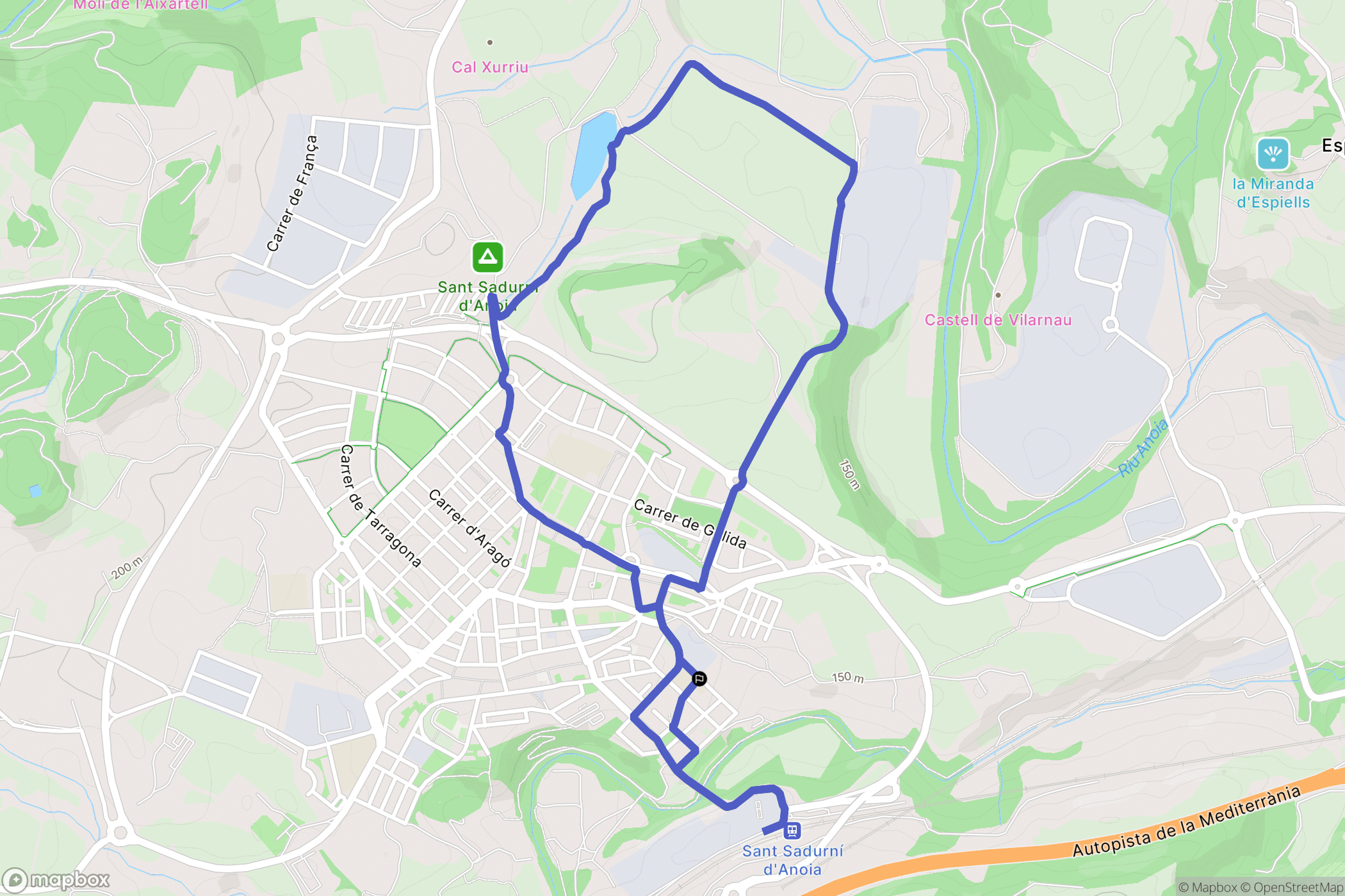 Sant Sadurní d'Anoia : carte du parcours de randonnée - Spain
