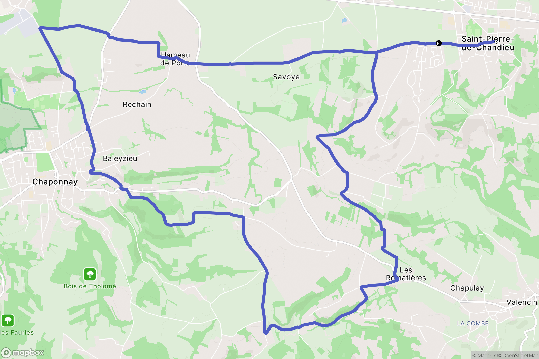 Saint-Pierre-de-Chandieu : carte du parcours de randonnée - France