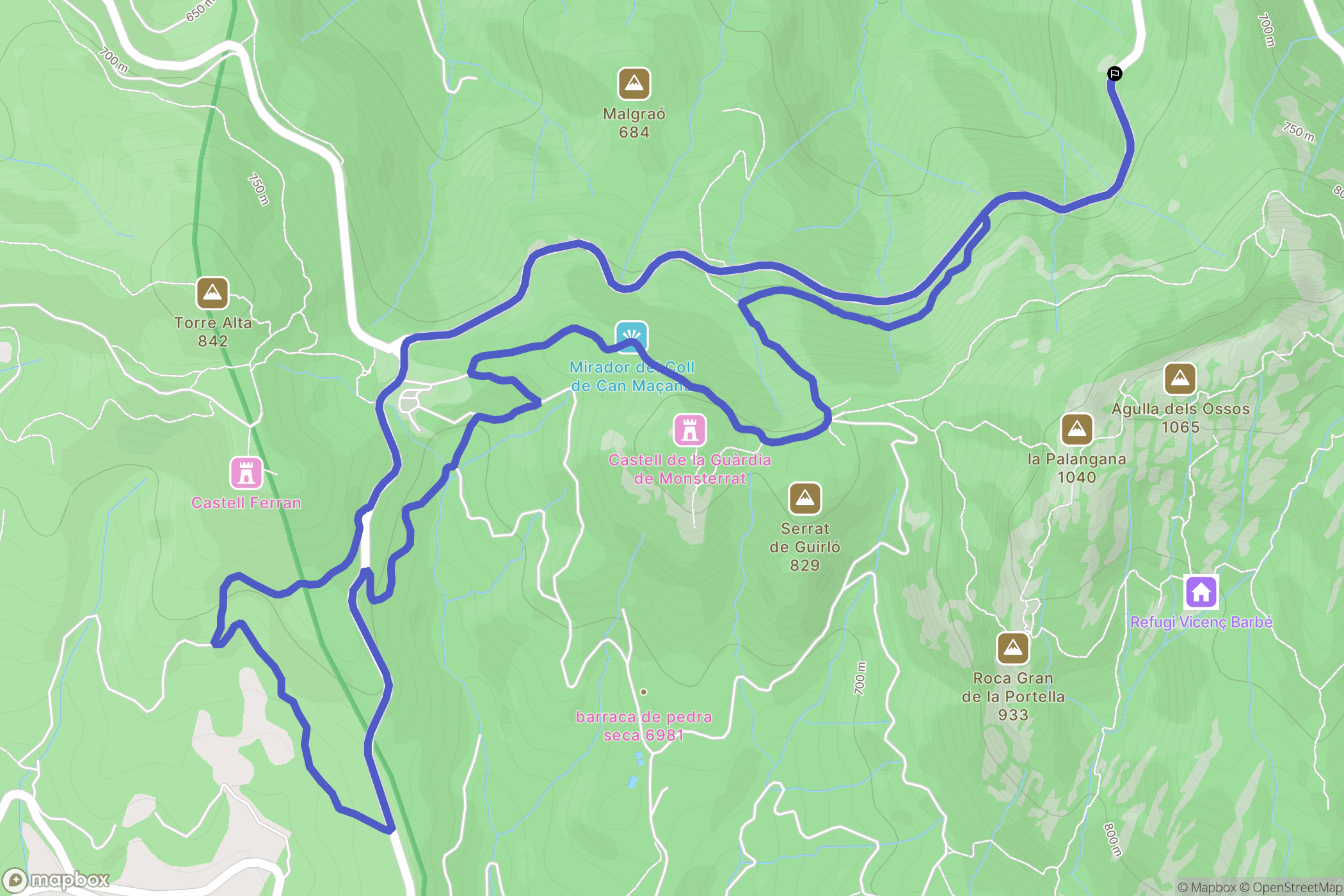 El Bruc : carte du parcours de randonnée - Spain