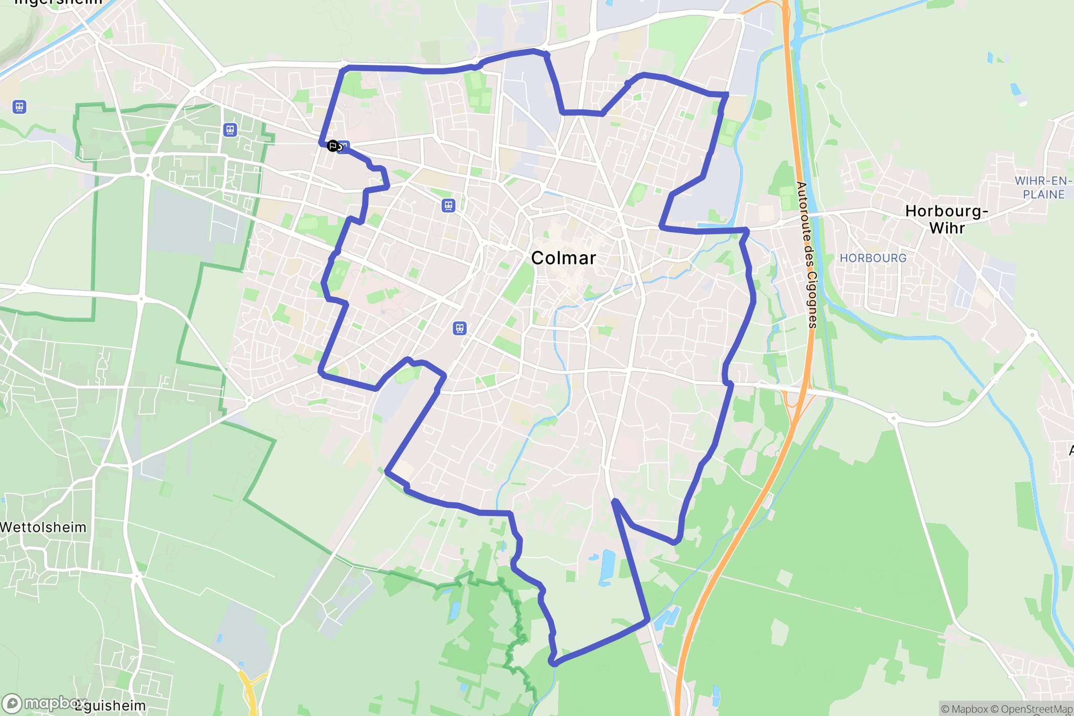 Colmar : carte du parcours de randonnée - France