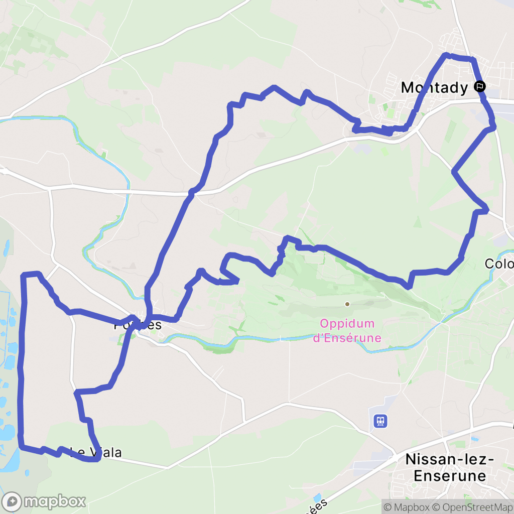 Montady : carte du parcours de randonnée - France