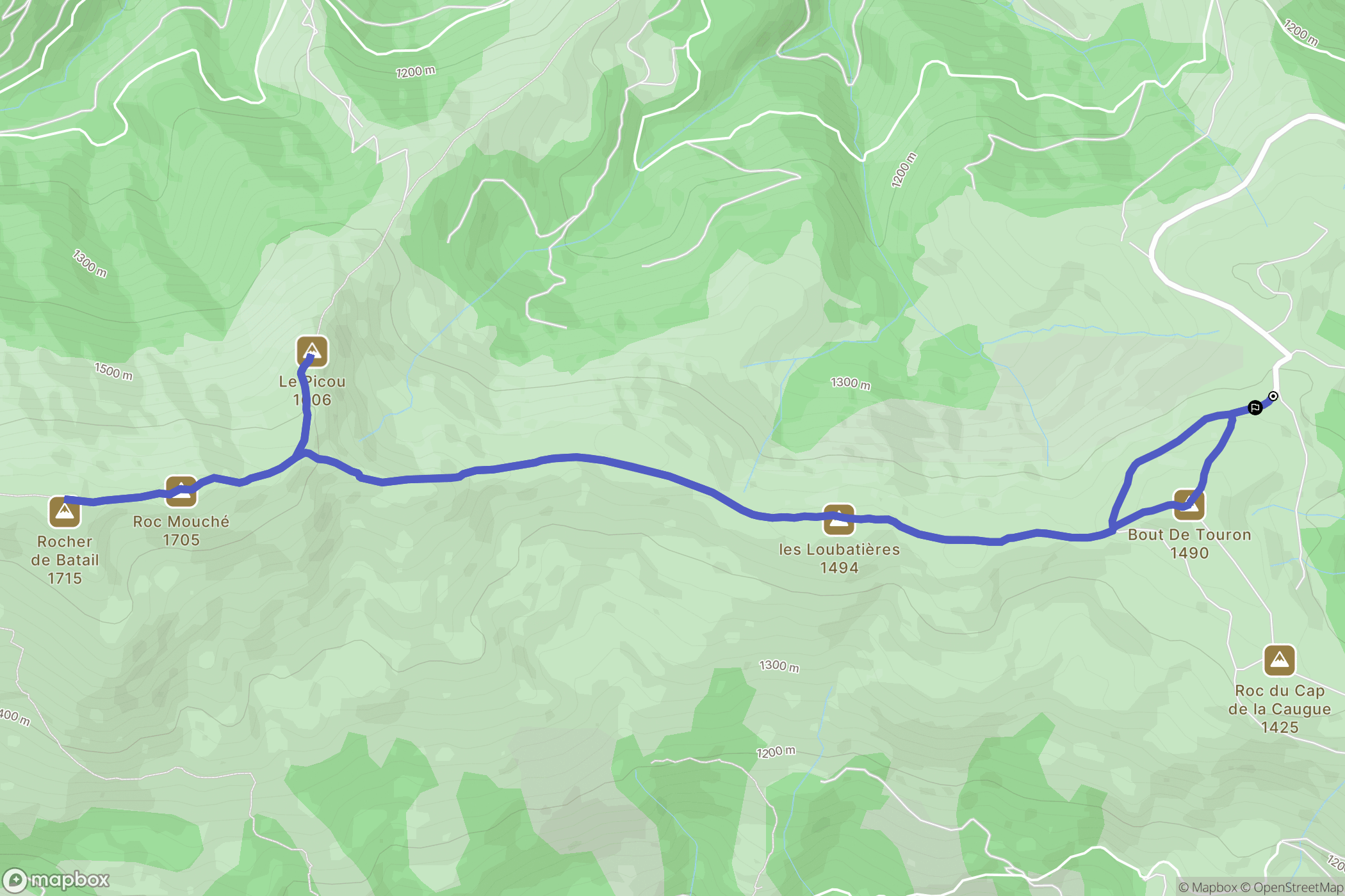 Montoulieu : carte du parcours de randonnée - France