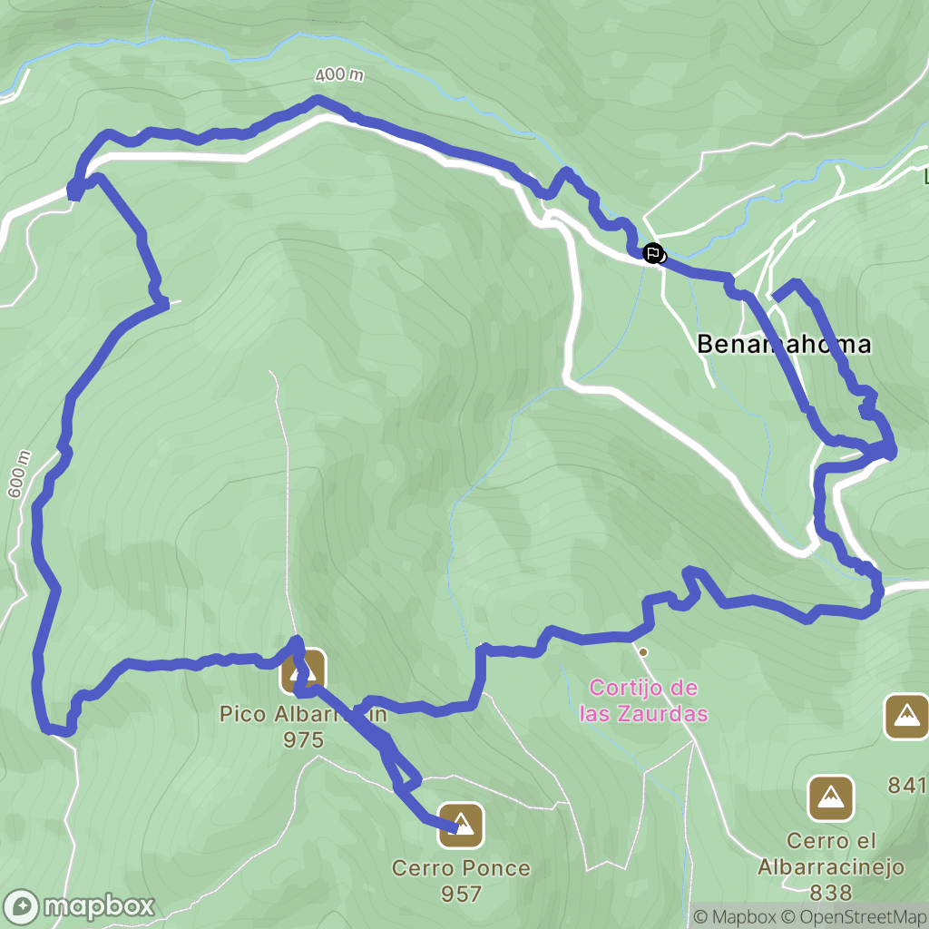Benamahoma : carte du parcours de randonnée - Spain