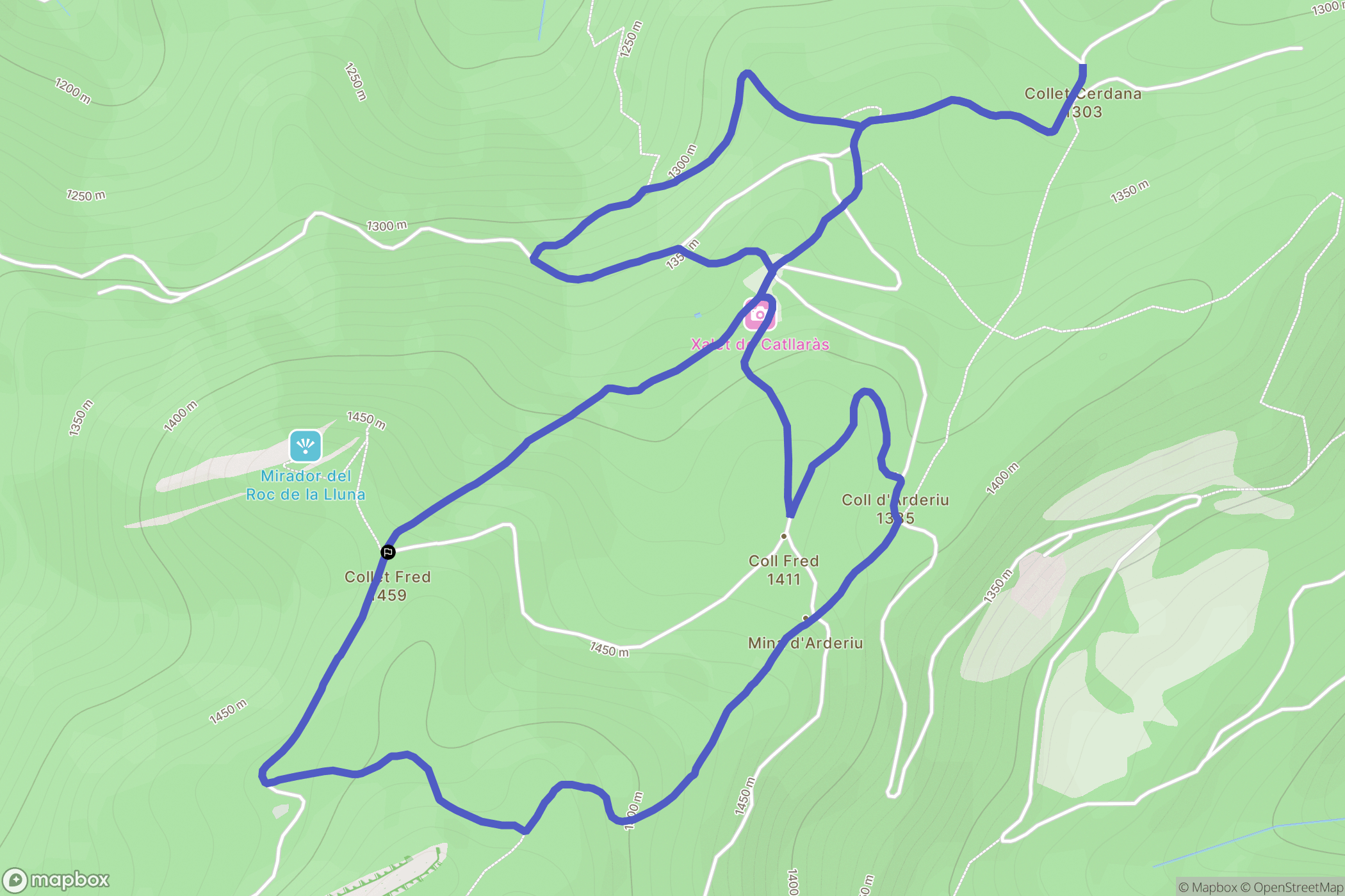 La Pobla de Lillet : carte du parcours de randonnée - Spain