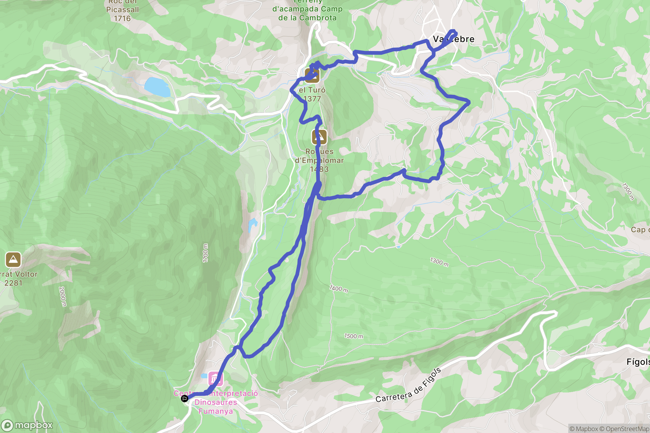Vallcebre : carte du parcours de randonnée - Spain