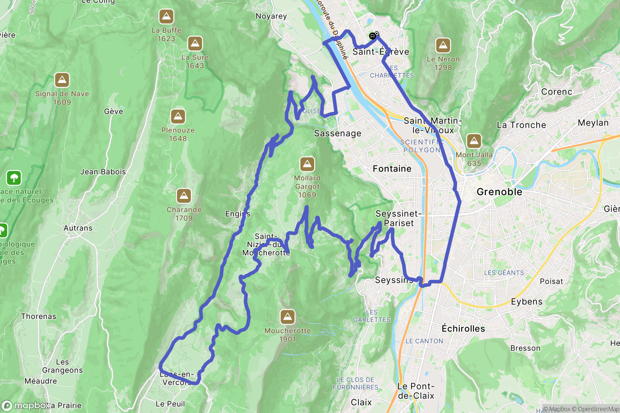 Saint-Égrève : carte du parcours de randonnée - France