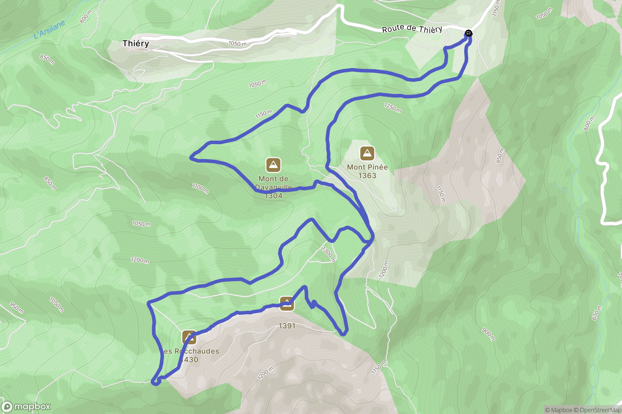Thiéry : carte du parcours de randonnée - France