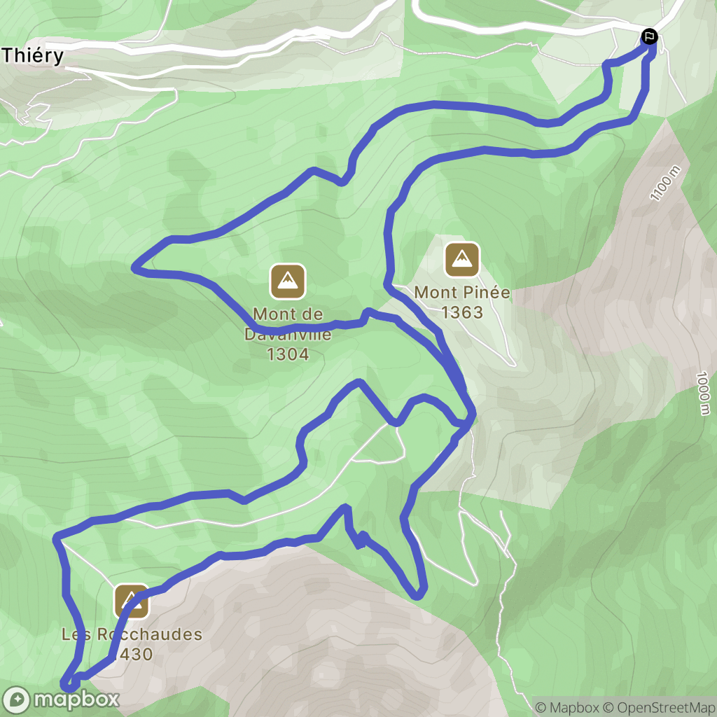 Thiéry : carte du parcours de randonnée - France