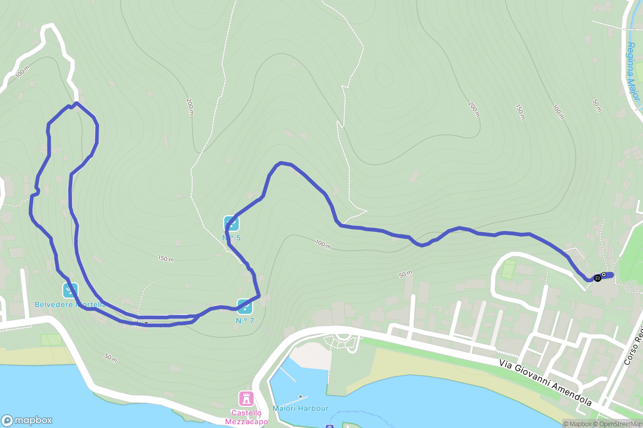 Maiori : carte du parcours de randonnée - Italy