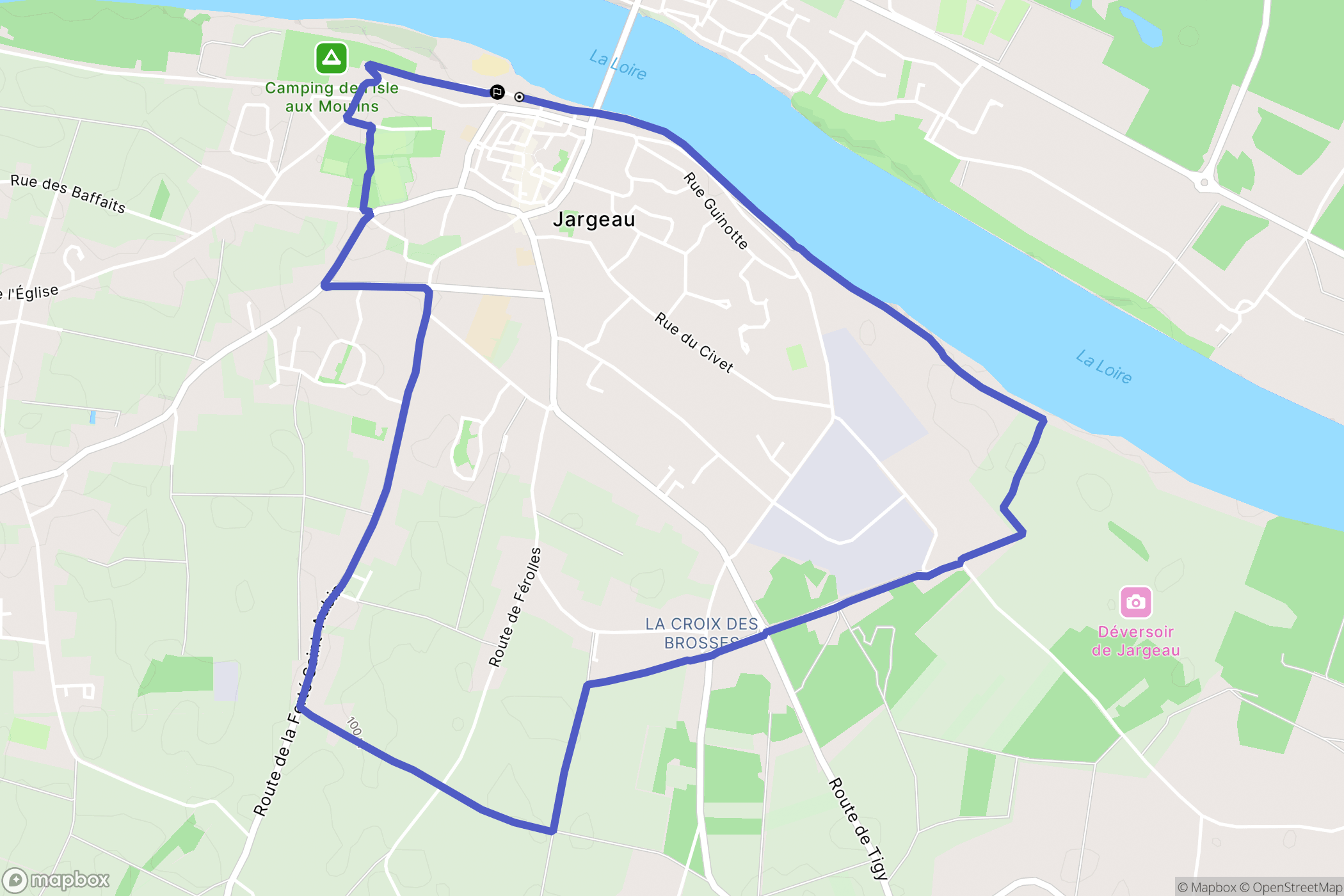 Jargeau : carte du parcours de randonnée - France
