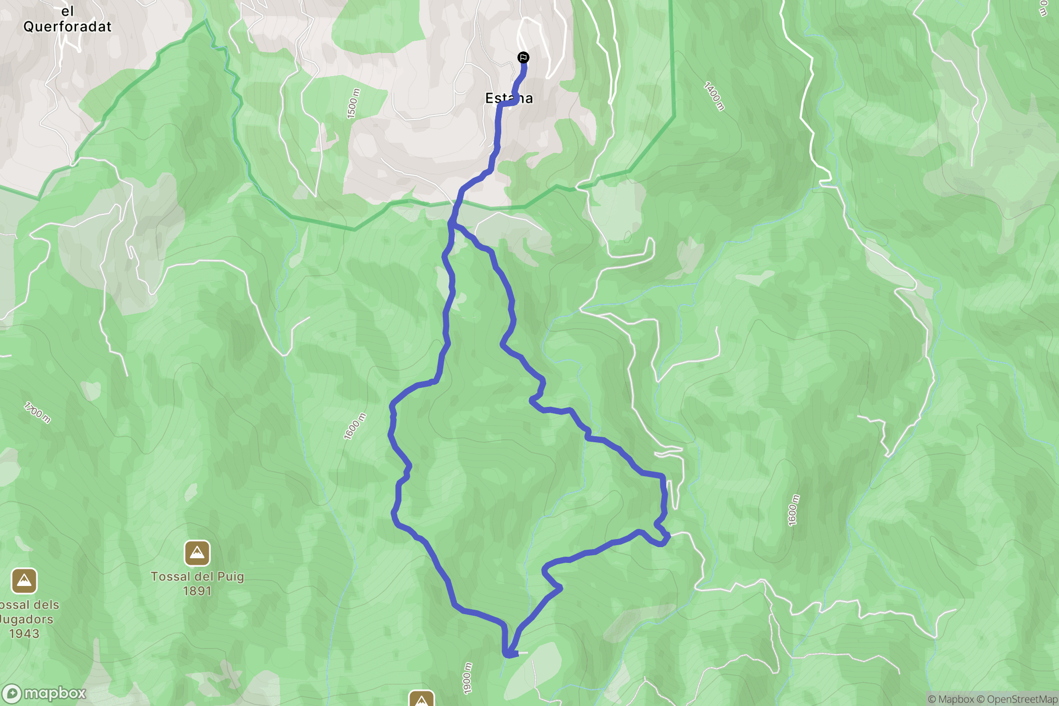 Estana : carte du parcours de randonnée - Spain