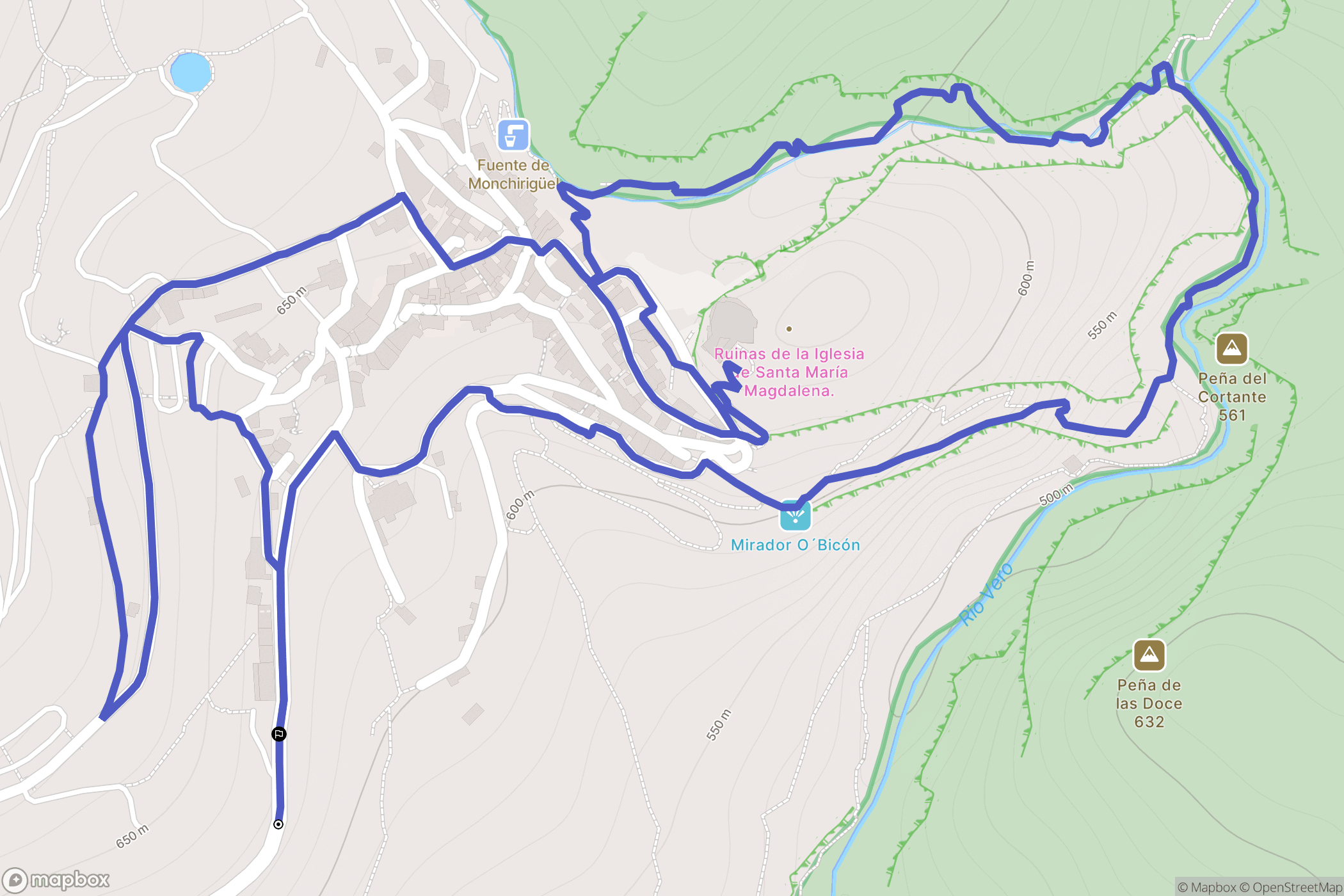 Alquézar : carte du parcours de randonnée - Spain