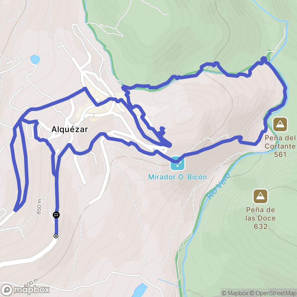 Alquézar : carte du parcours de randonnée - Spain
