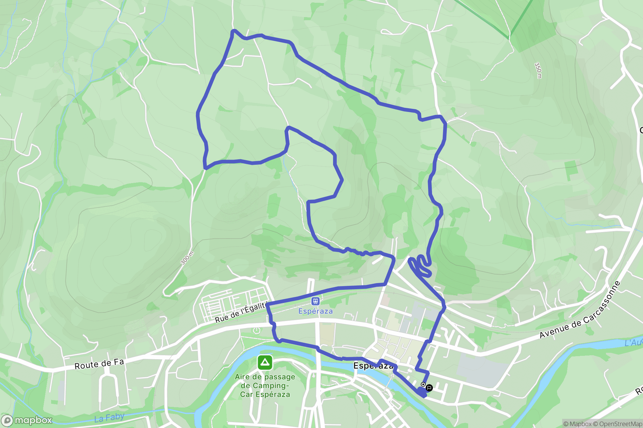 Espéraza : carte du parcours de randonnée - France