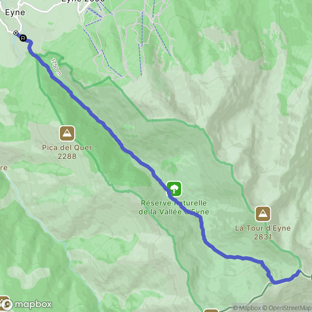 Eyne : carte du parcours de randonnée - France