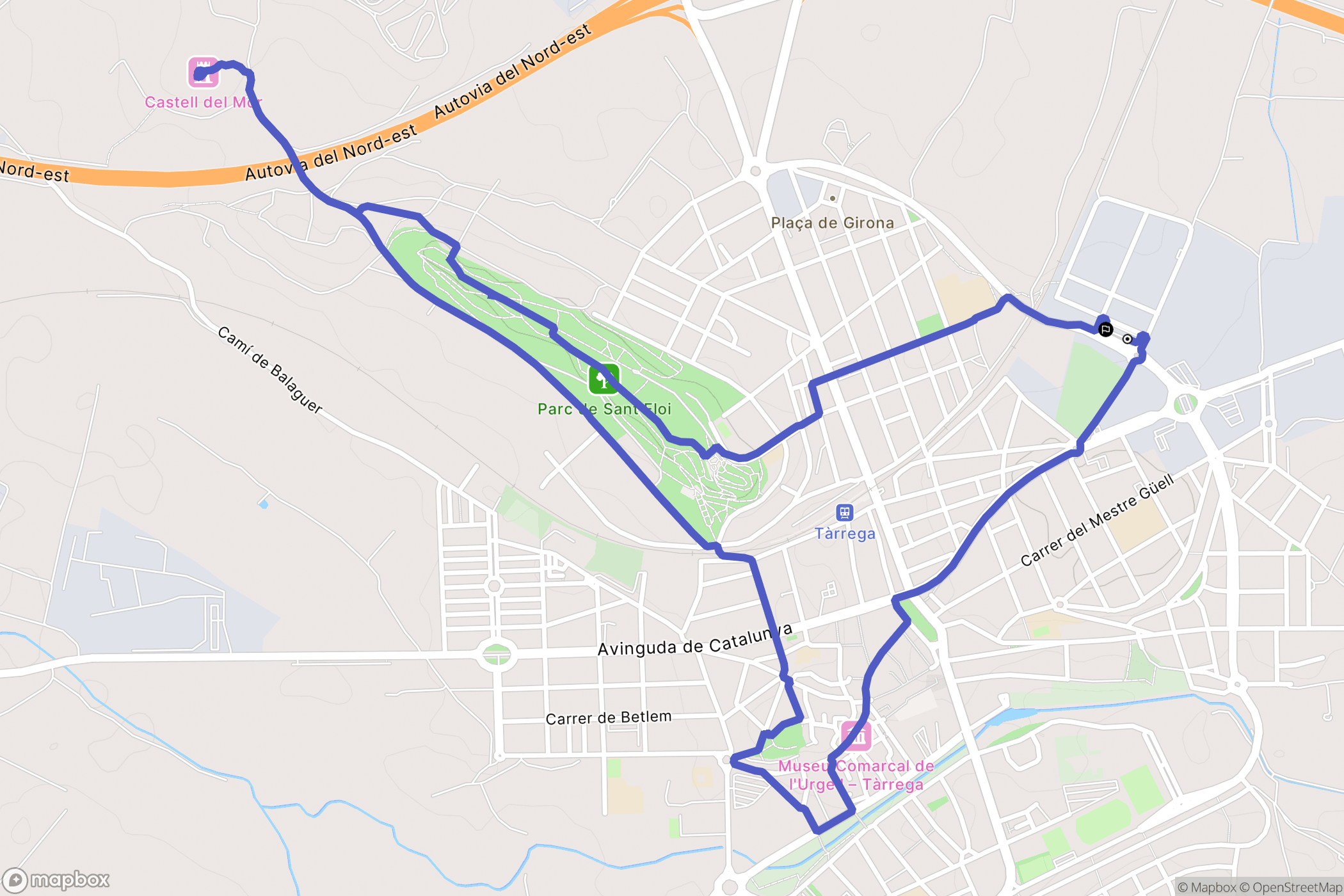 Tàrrega : carte du parcours de randonnée - Spain
