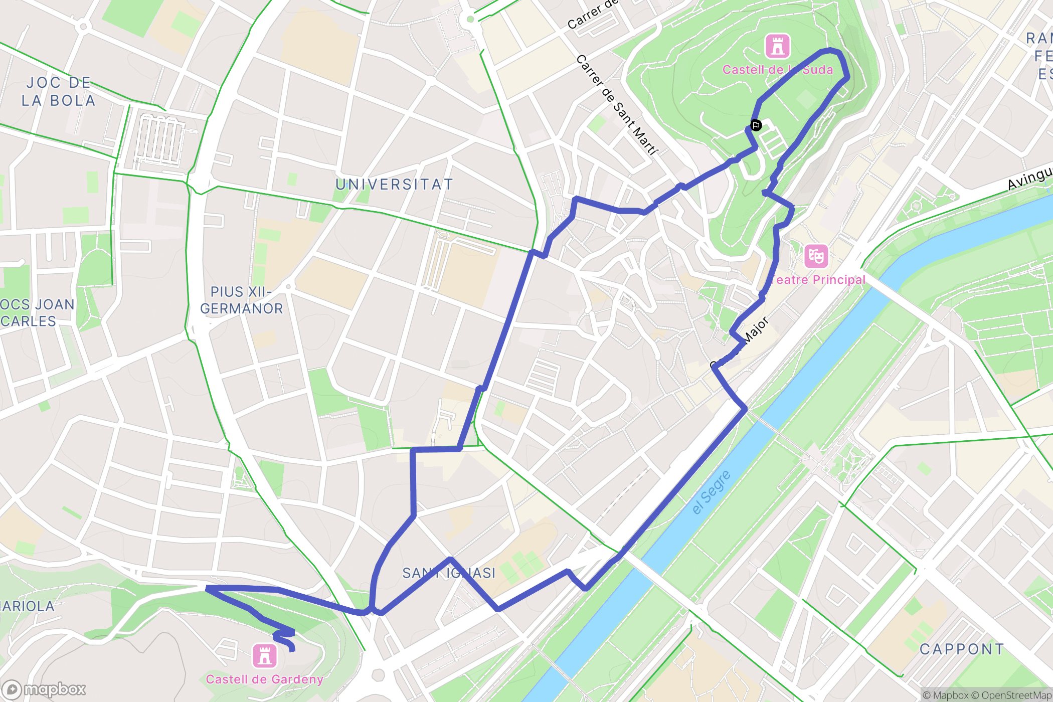 Lleida : carte du parcours de randonnée - Spain