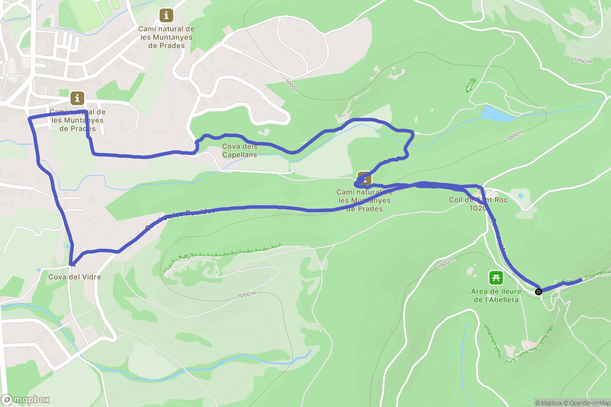 Prades : carte du parcours de randonnée - Spain