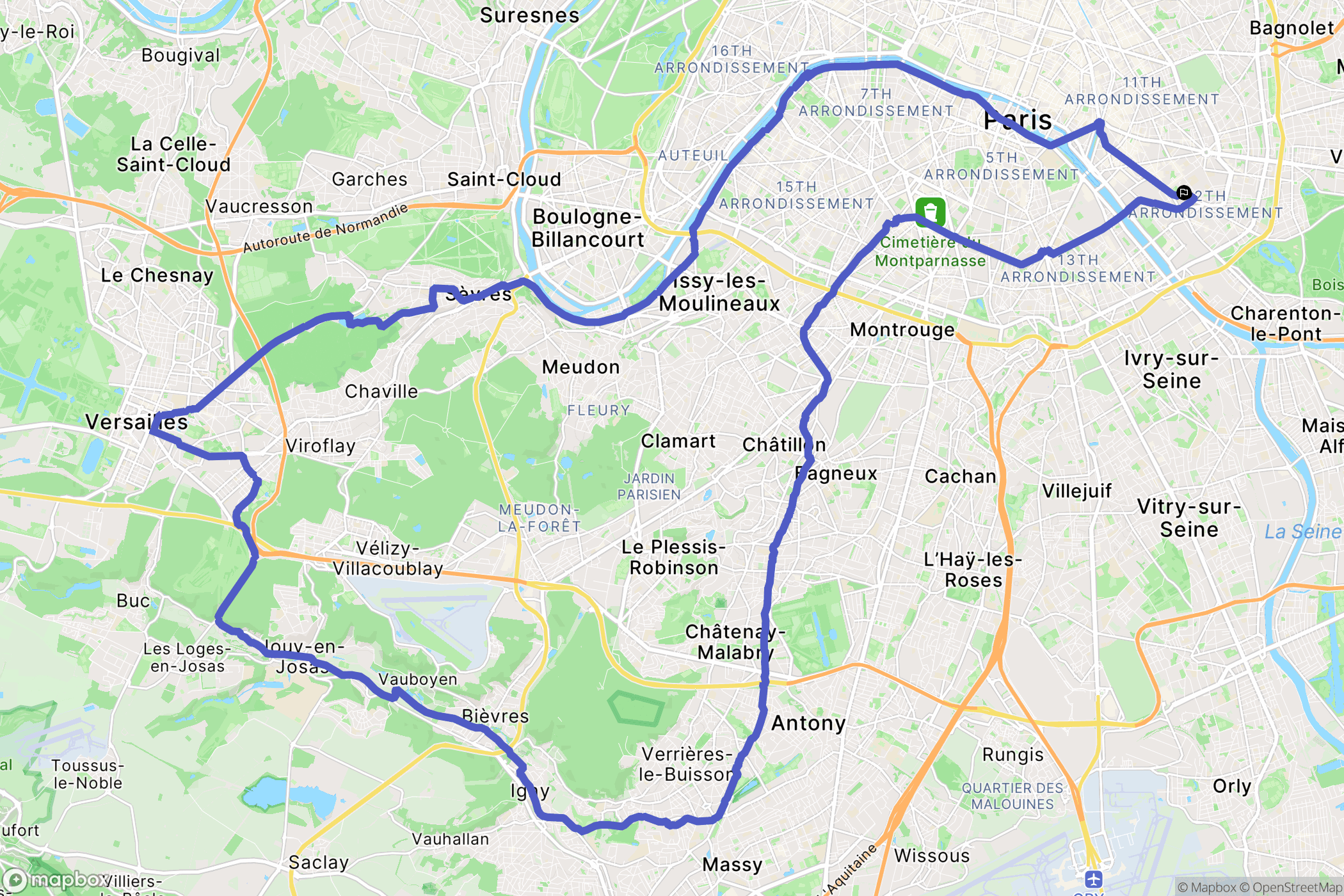 Paris : carte du parcours de randonnée - France
