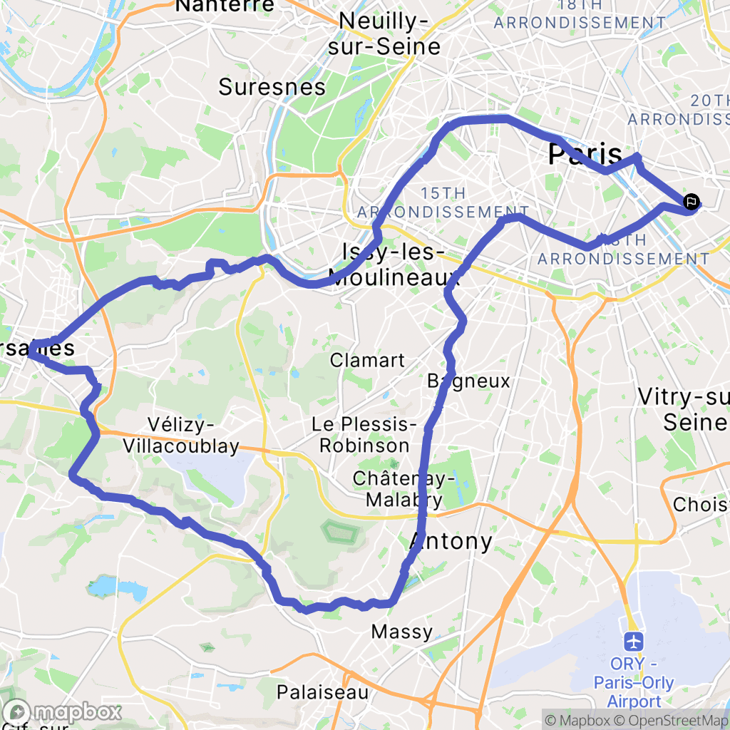 Paris : carte du parcours de randonnée - France