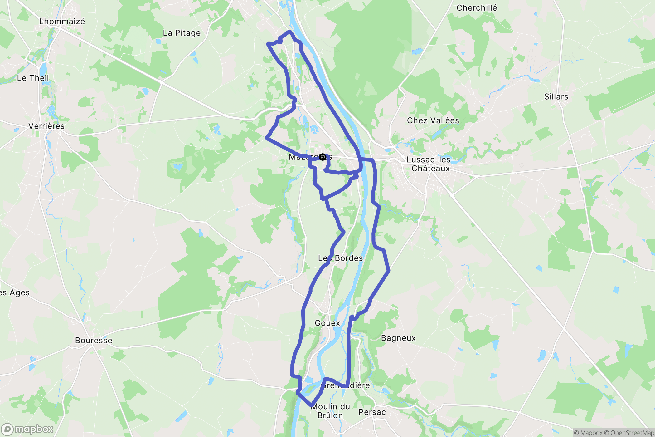 Mazerolles : carte du parcours de randonnée - France