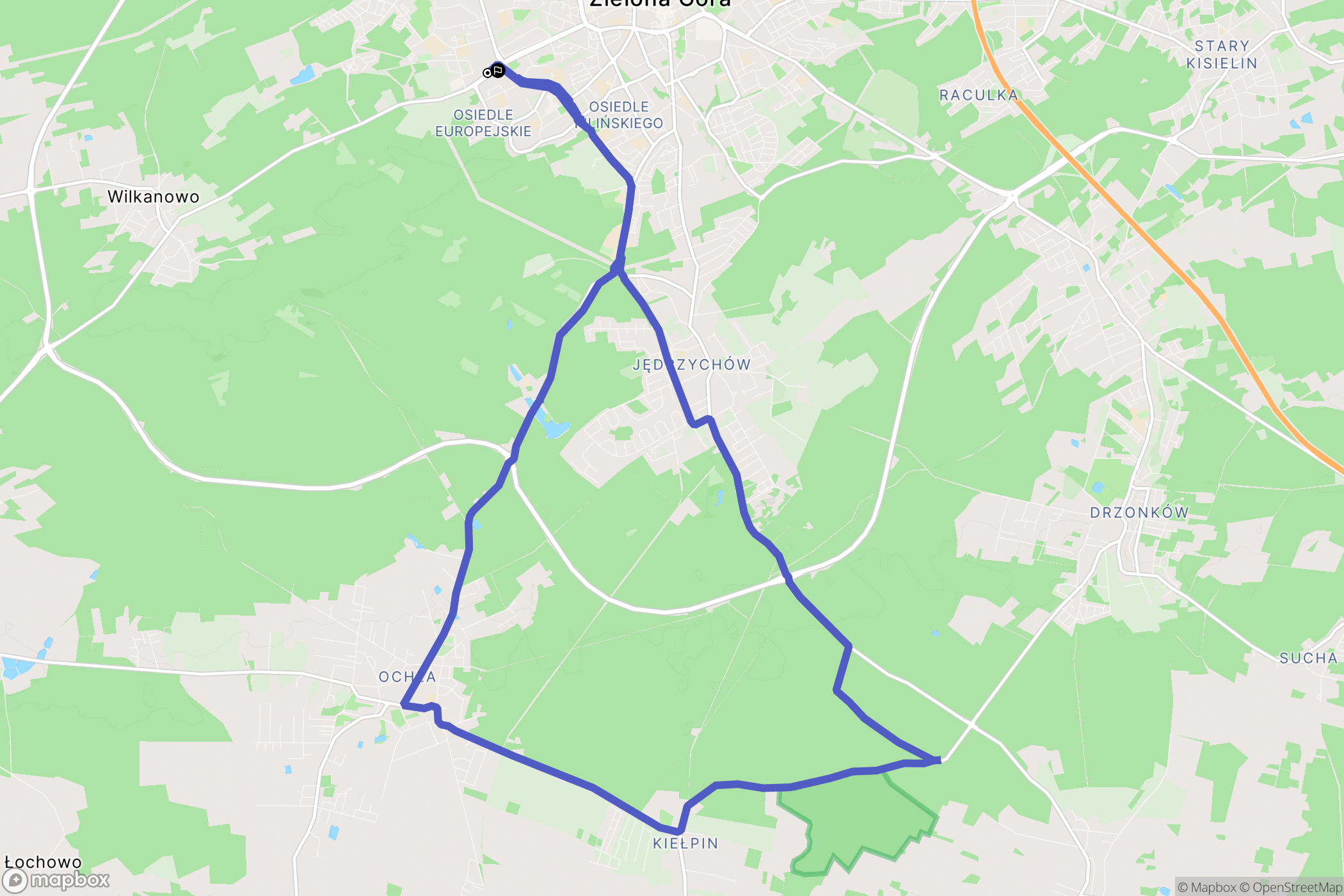 Zielona Góra: mapa trasy - Poland