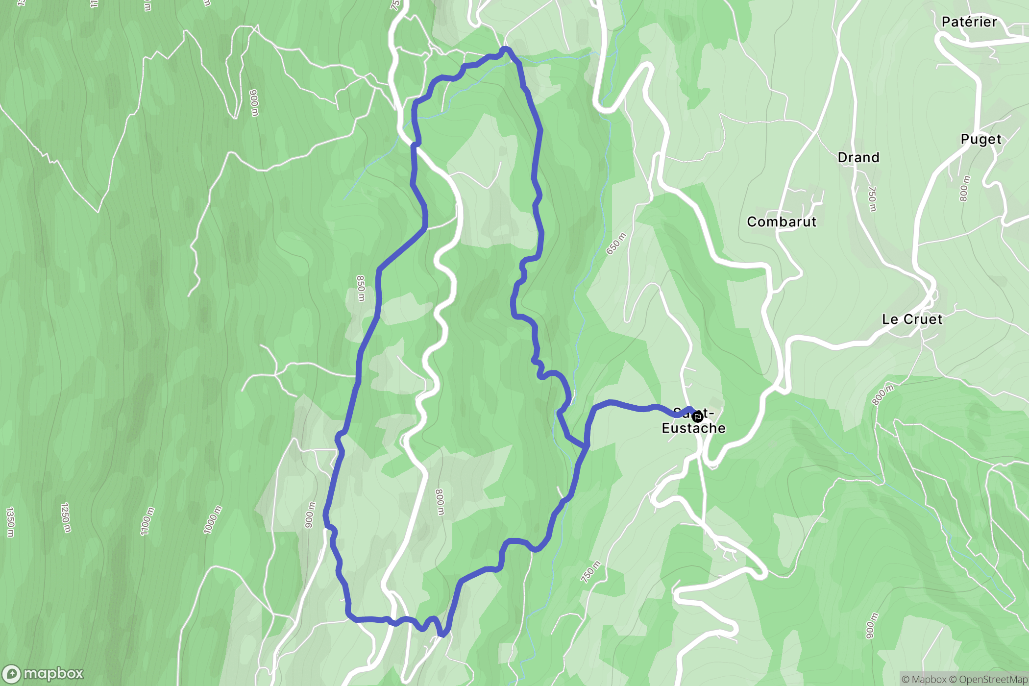 Saint-Eustache : carte du parcours de randonnée - France