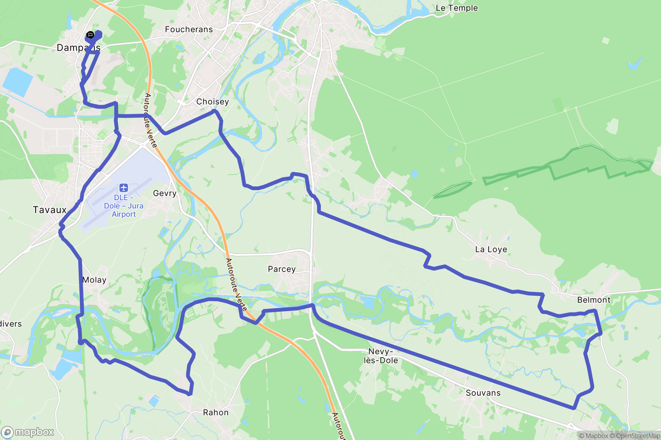 Damparis : carte du parcours de randonnée - France